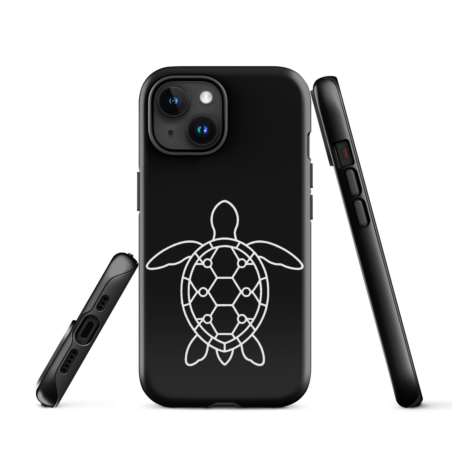 phone case for iPhone minimalist sea turtle silhouette with geometric pattern in black and white design