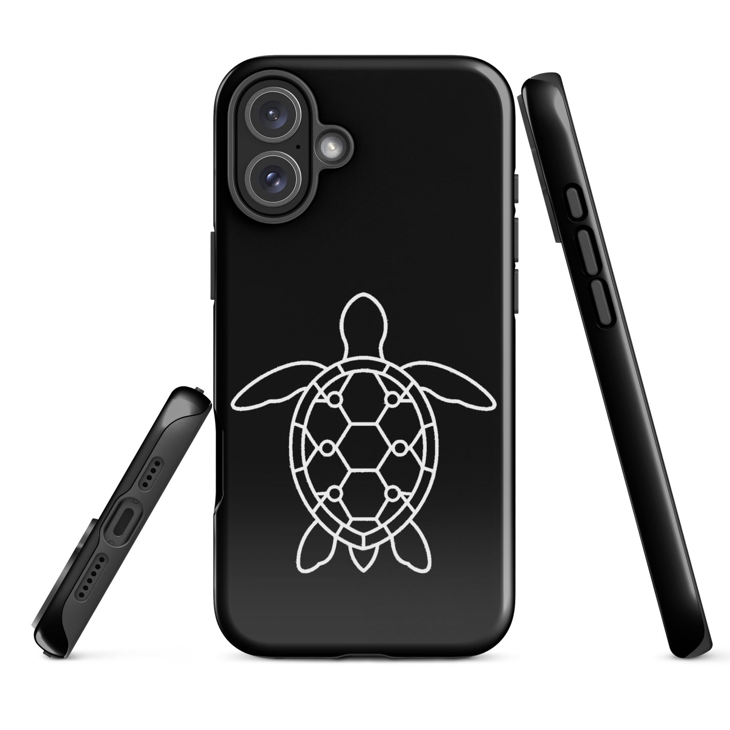 phone case featuring a minimalist sea turtle silhouette with geometric shell pattern for iPhone