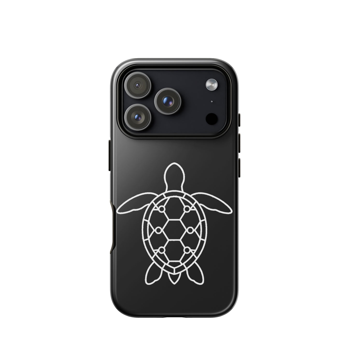 phone case with minimalist sea turtle silhouette design in geometric pattern