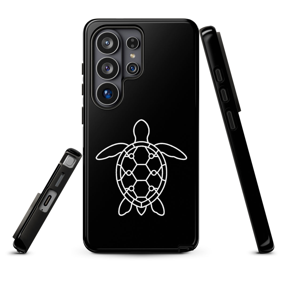 Phone case for Samsung Galaxy with minimalist sea turtle silhouette design.