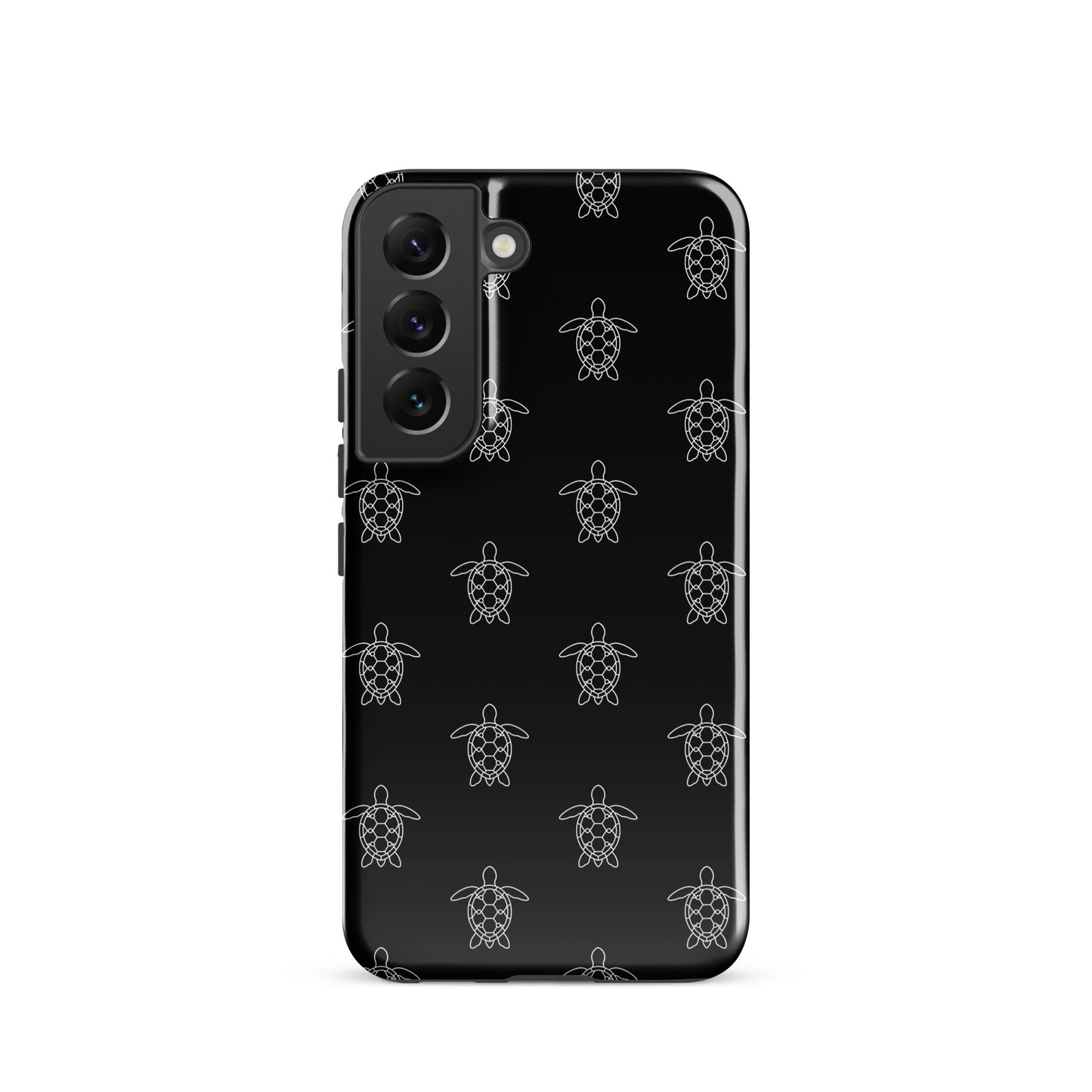 Phone Case for Samsung Galaxy with minimalist sea turtle pattern on black background