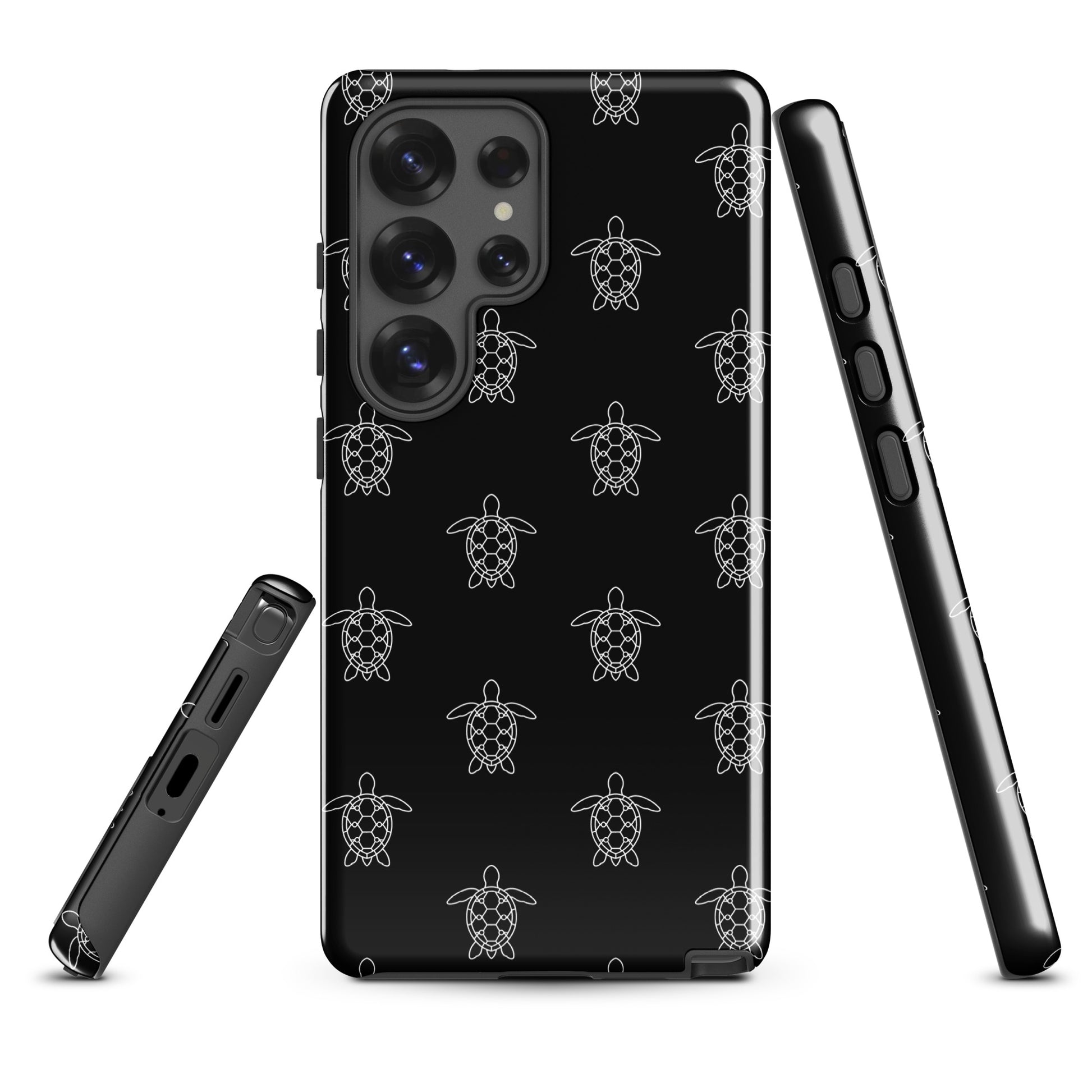 Phone Case for Samsung Galaxy with minimalist sea turtle pattern design, featuring sleek vector lines and geometric shell shapes.