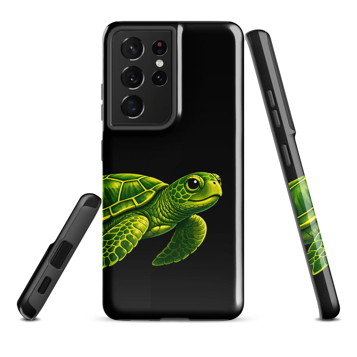 Phone case for Samsung Galaxy with sea turtle design, showcasing luxury and durability with bold colors and ocean-inspired elegance.