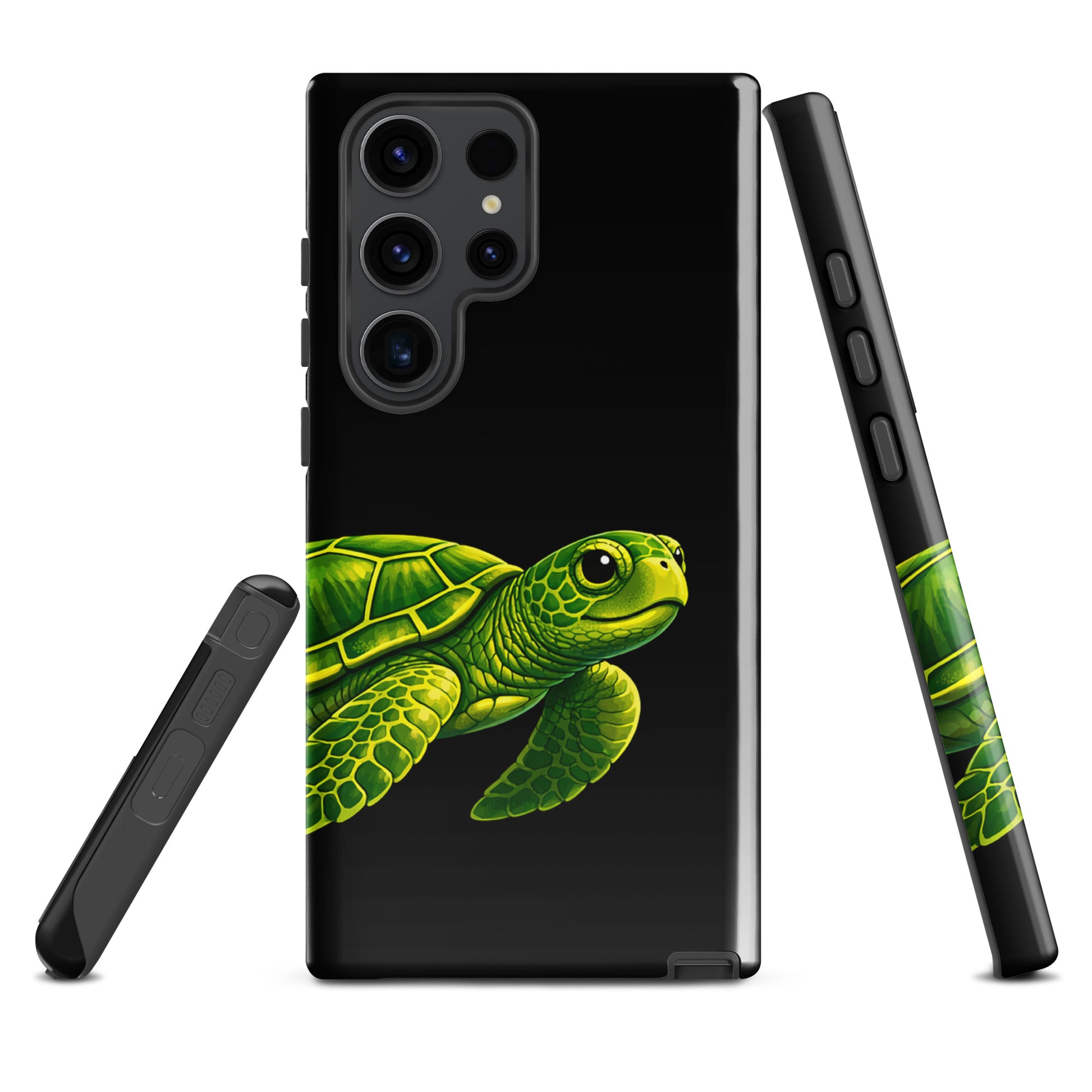 phone case for Samsung Galaxy with sea turtle design and black background, combining style and protection for your device
