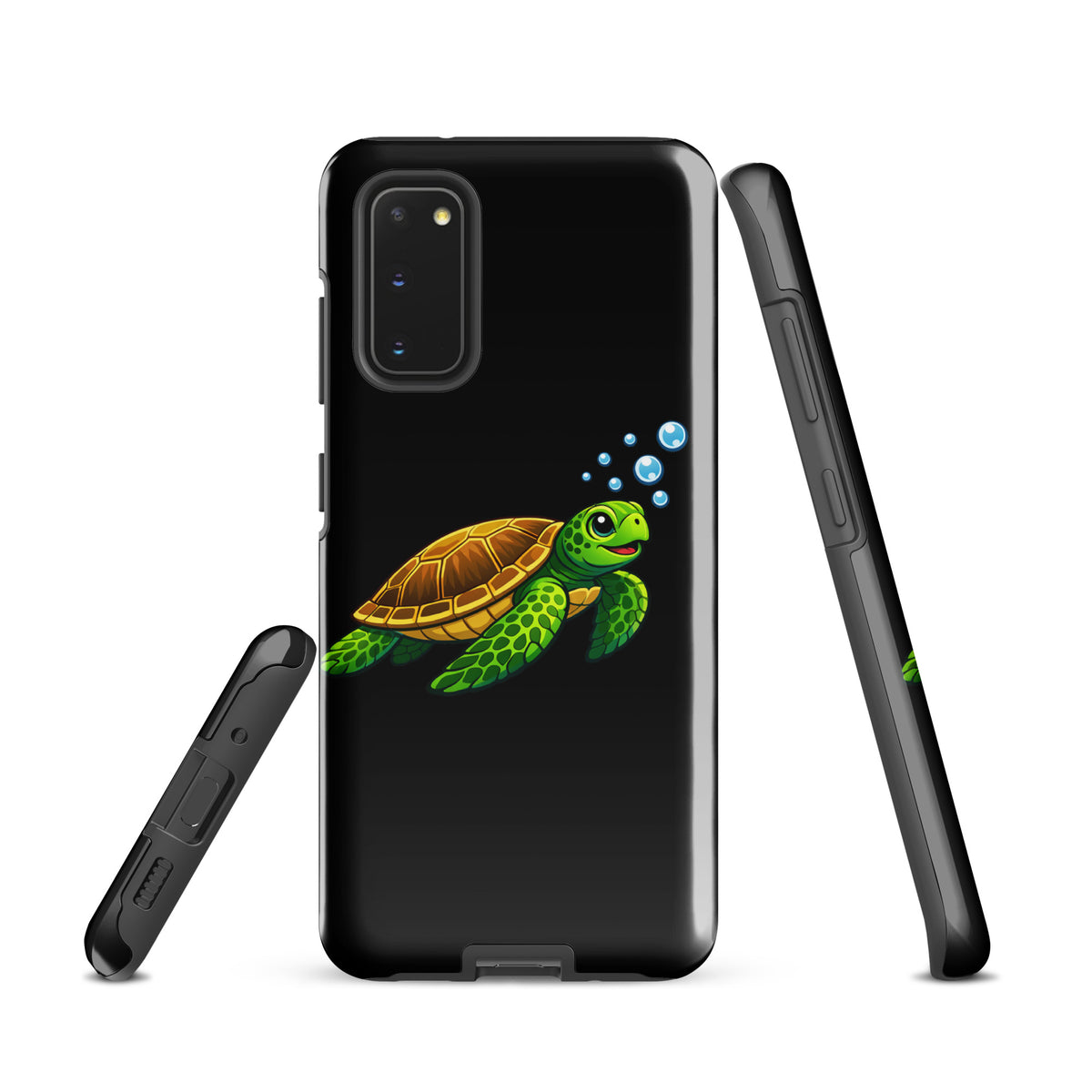 Phone Case for Samsung Galaxy featuring sea turtle artwork on black background