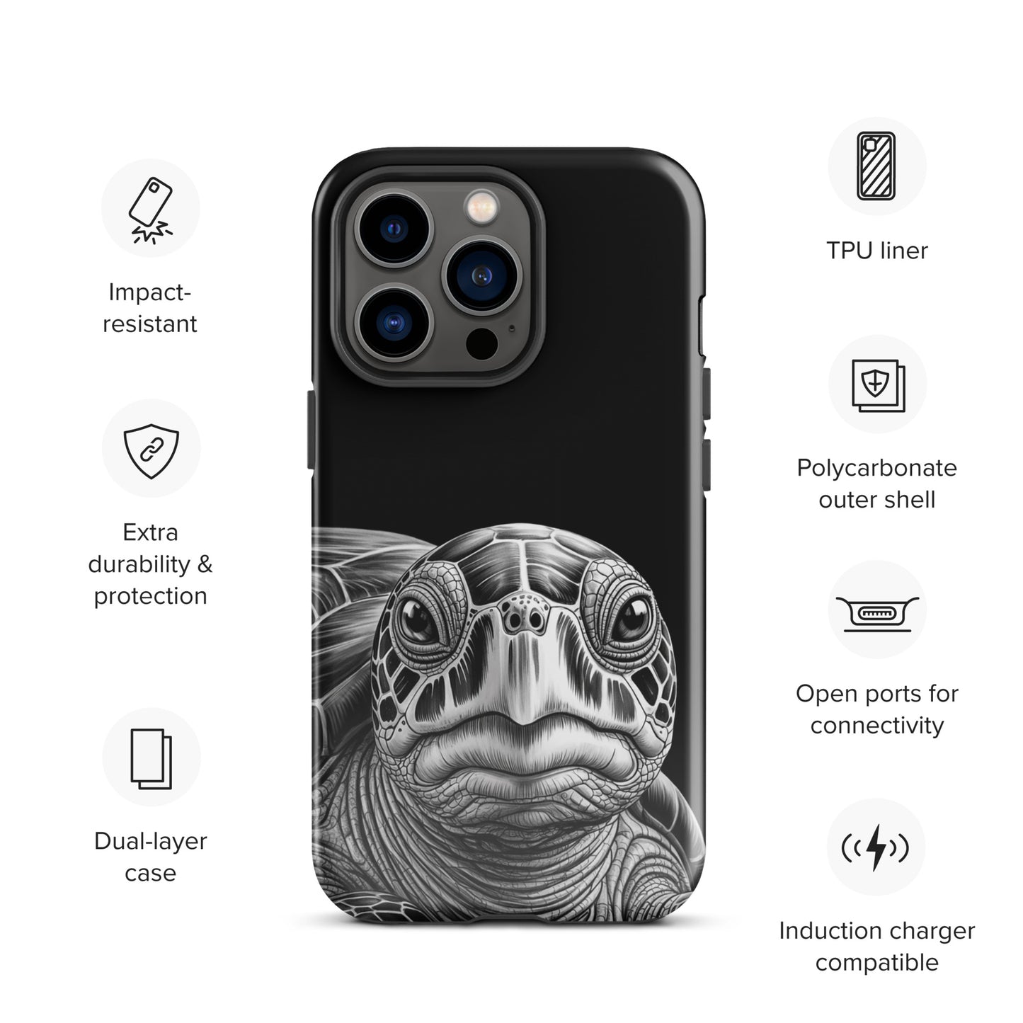 Phone Case for iPhone with ancient sea turtle art offers timeless protection and luxury.