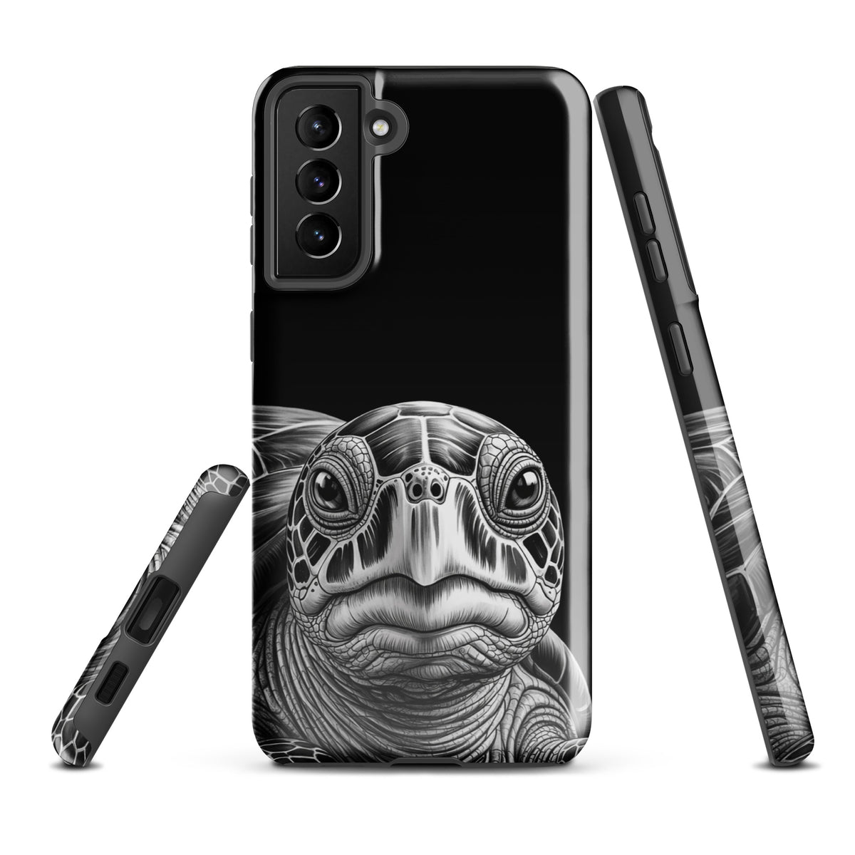 Phone Case for Samsung Galaxy with realistic ancient sea turtle design, featuring intricate shell details and a soulful gaze.