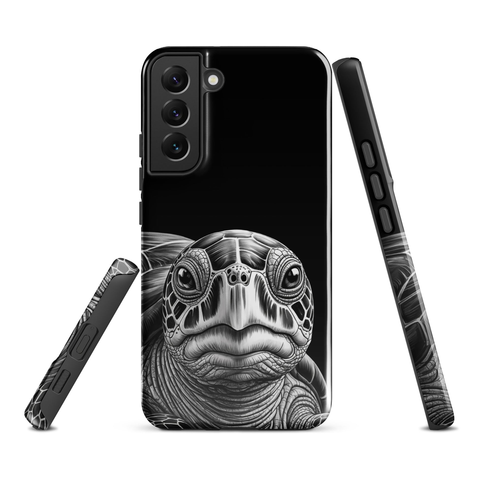 Phone Case for Samsung Galaxy with ancient sea turtle design, black and white art, luxury and protection