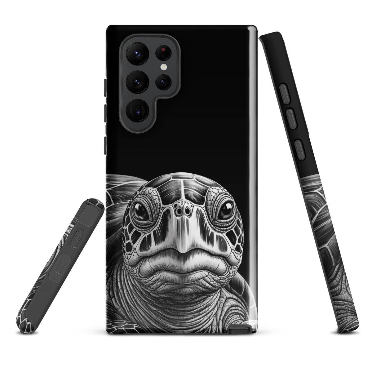 Phone Case for Samsung Galaxy featuring detailed ancient sea turtle sketch, offering timeless protection and artistic elegance.