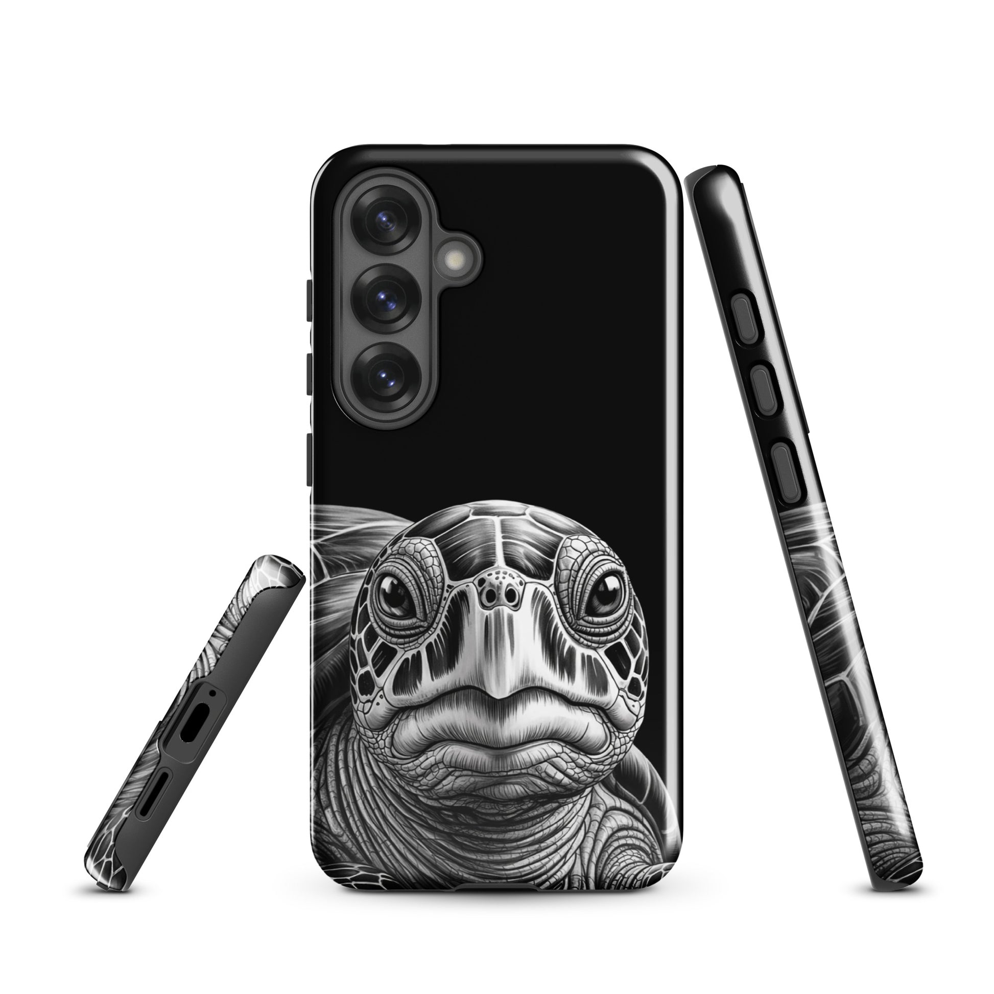 Phone Case for Samsung Galaxy with ancient sea turtle black-and-white design, luxury protection with artistic style.