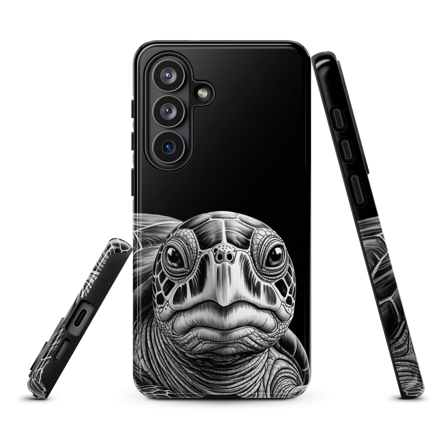Phone Case for Samsung Galaxy with ancient sea turtle sketch, showcasing fine art and protection.