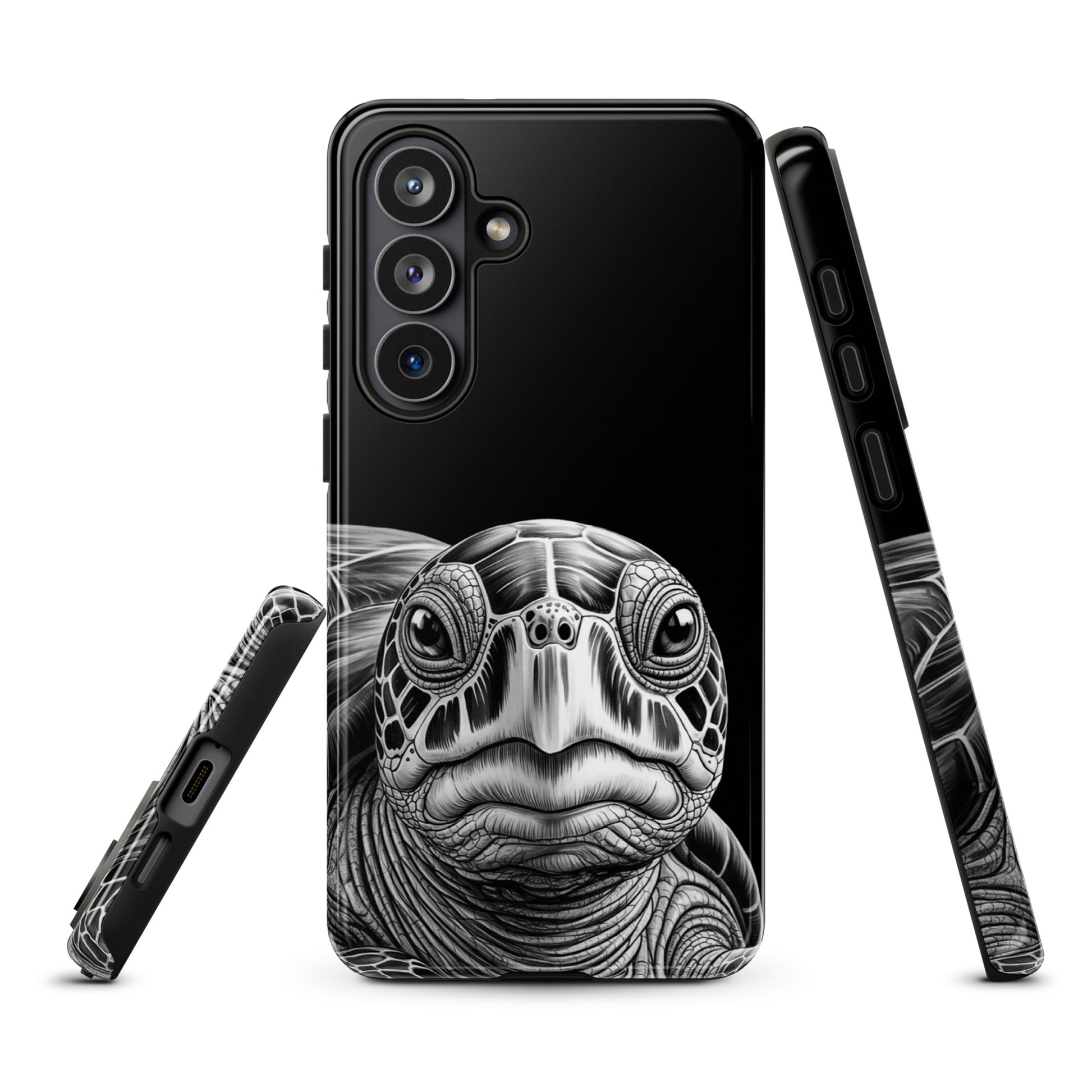 Phone Case for Samsung Galaxy with ancient sea turtle sketch, showcasing fine art and protection.