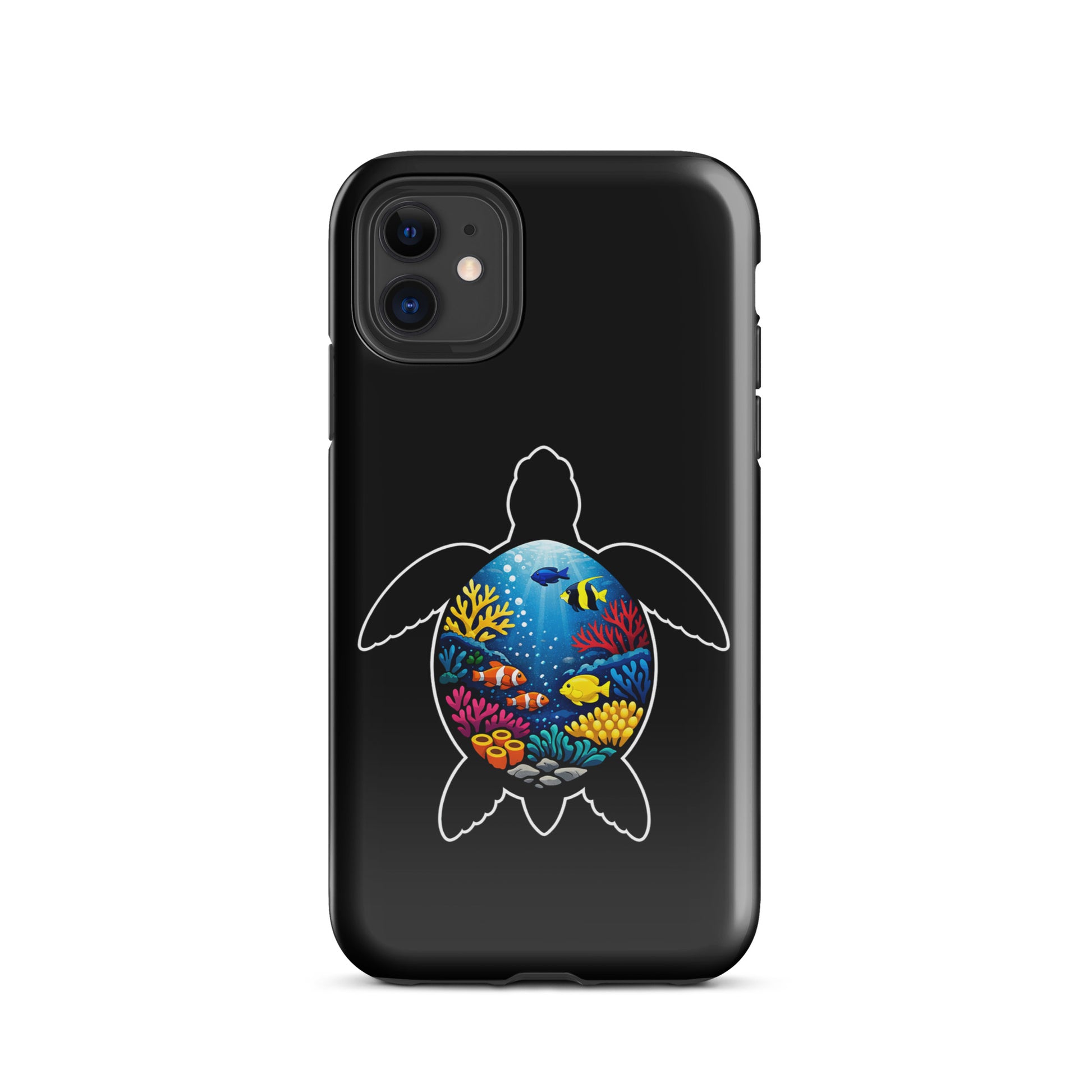 Phone Case with vibrant sea turtle reef design for iPhone, offering style and protection with a colorful marine life theme.