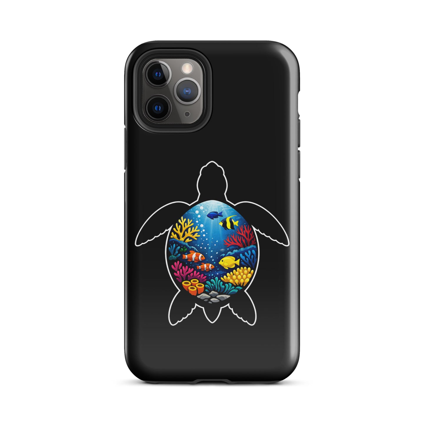 Phone Case for iPhone with vibrant sea turtle reef design, showcasing colorful marine life artwork, stylish protection, ocean-inspired