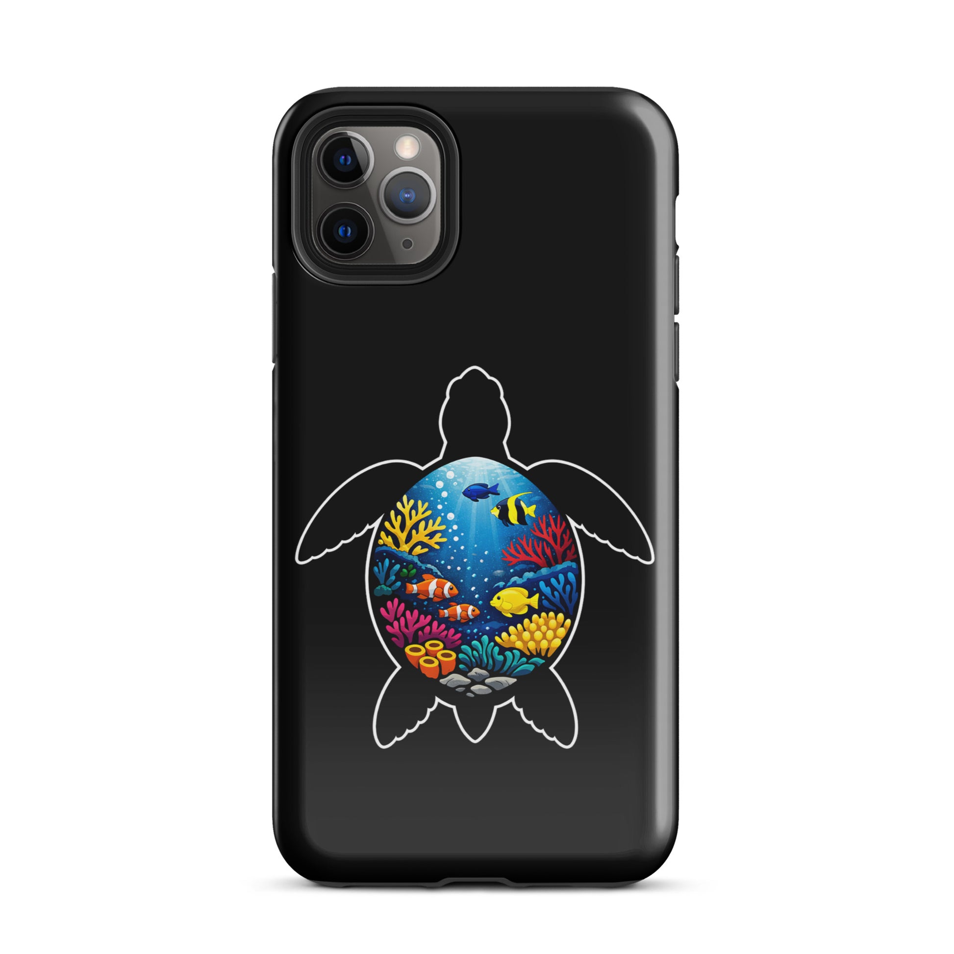 Phone Case with vibrant sea turtle reef design for iPhone, featuring a colorful coral scene for style and protection.