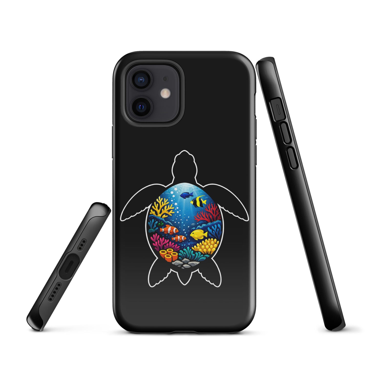 Phone Case for iPhone with sea turtle reef design, featuring ocean-inspired coral scene, combining style and durability for marine life enthusiasts.