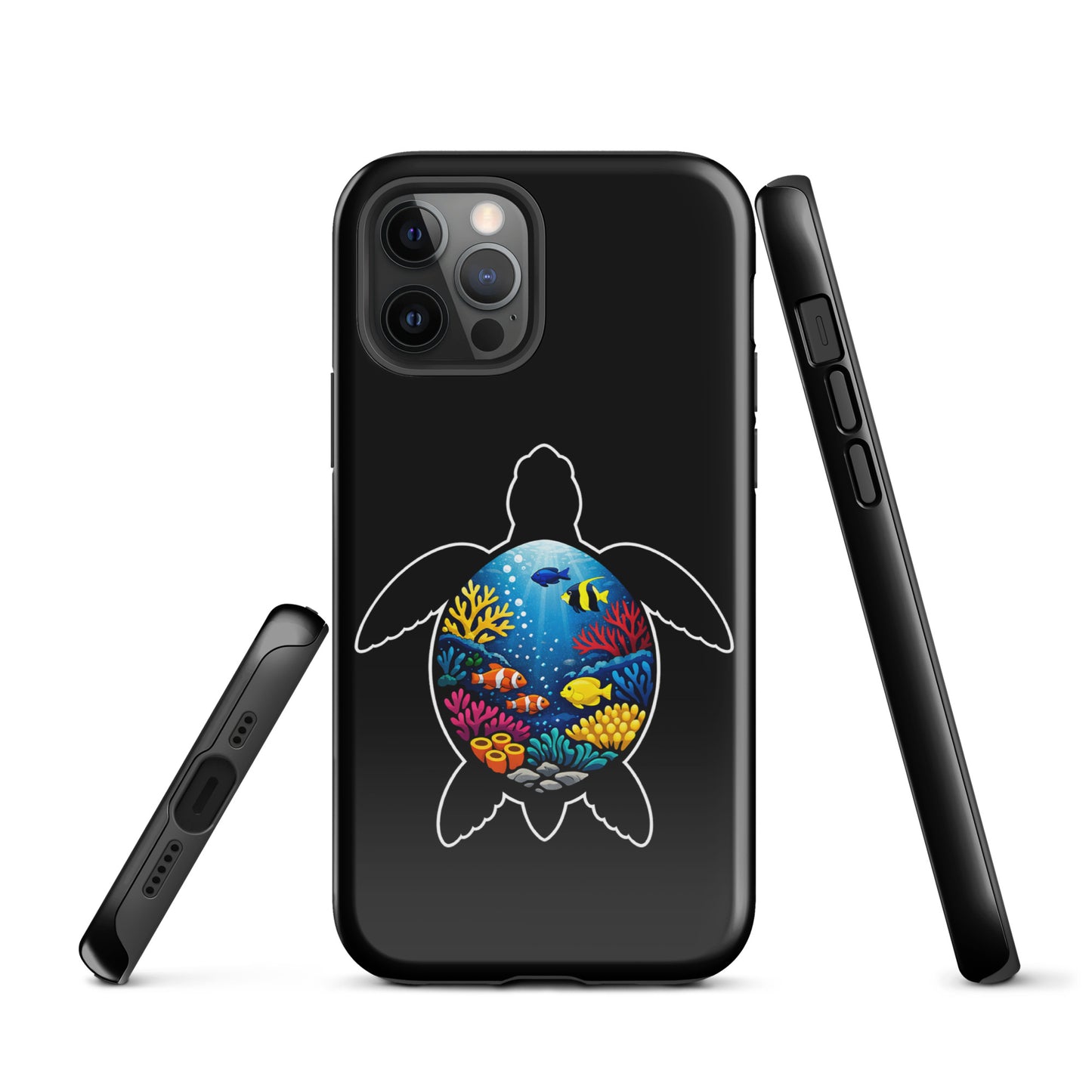 Phone Case for iPhone with vibrant sea turtle reef design, featuring colorful coral and marine life on a durable, stylish accessory.