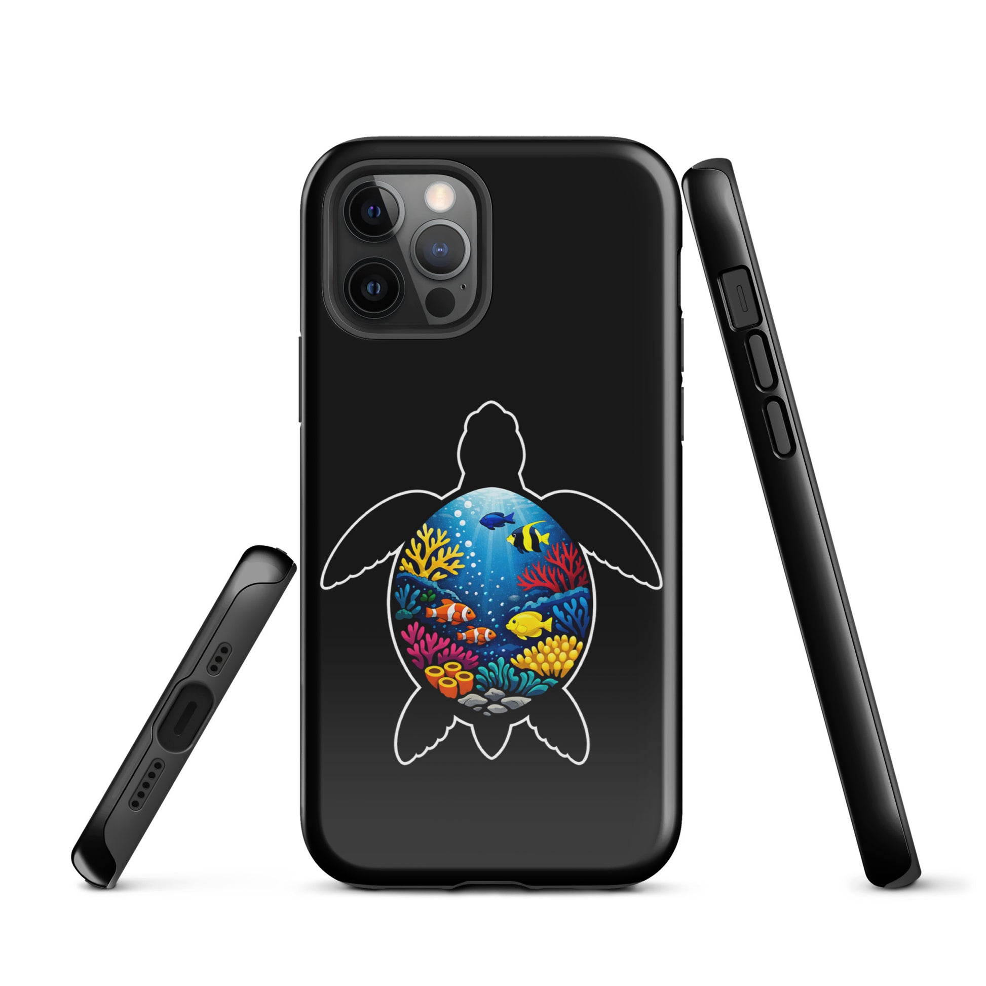 Phone Case for iPhone with vibrant sea turtle reef design, featuring colorful coral and marine life on a durable, stylish accessory.
