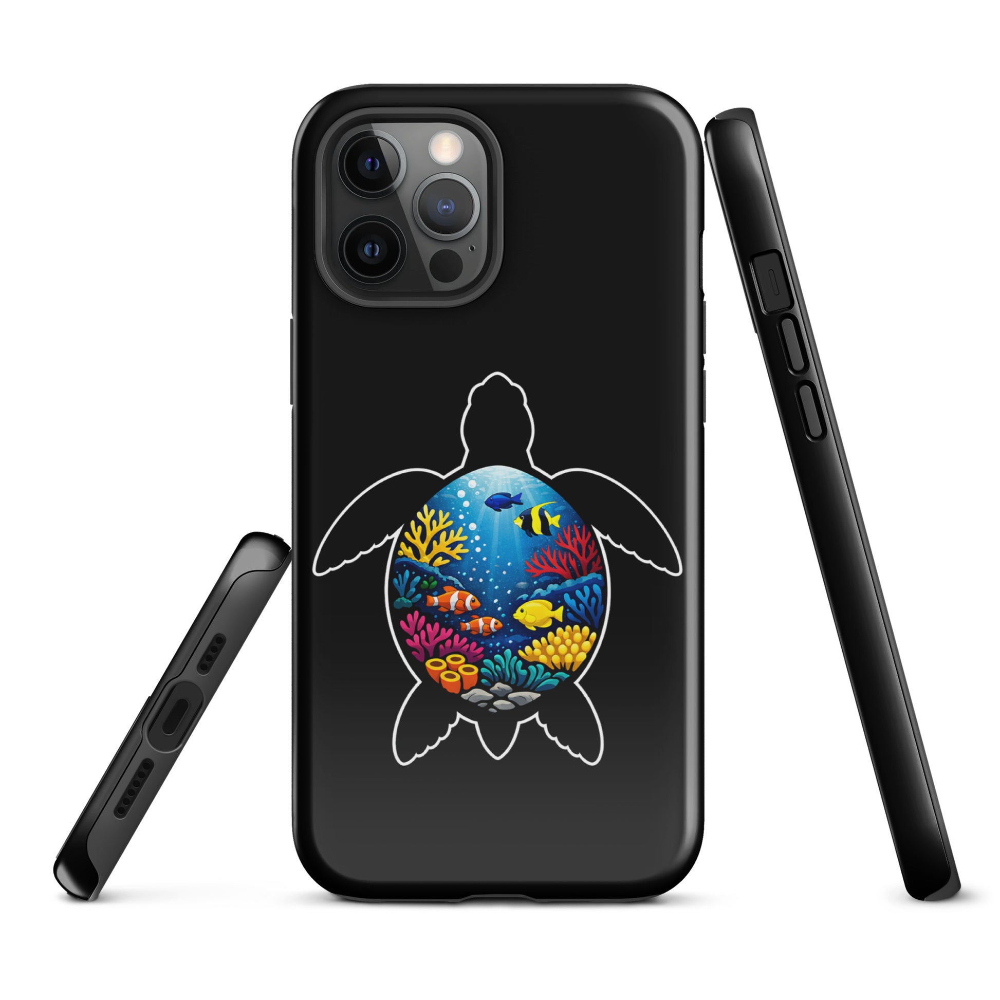 Phone Case for iPhone with sea turtle reef design showcasing vibrant marine life for style and protection.
