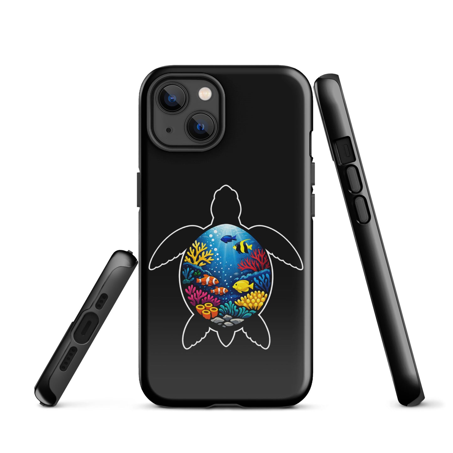 Phone Case for iPhone featuring vibrant sea turtle reef design with colorful coral, providing style and protection for ocean lovers.