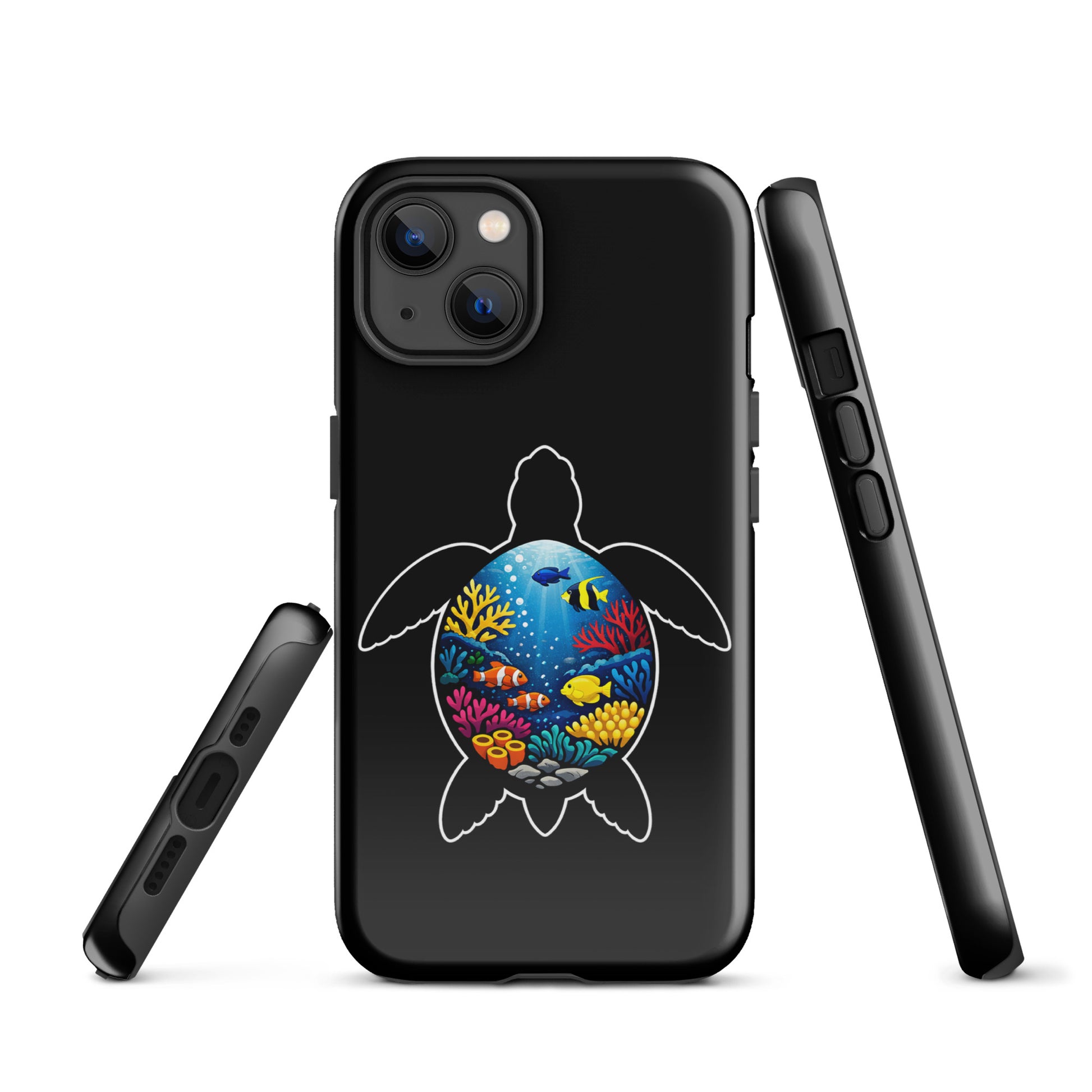 Phone Case for iPhone featuring vibrant sea turtle reef design with colorful coral, providing style and protection for ocean lovers.