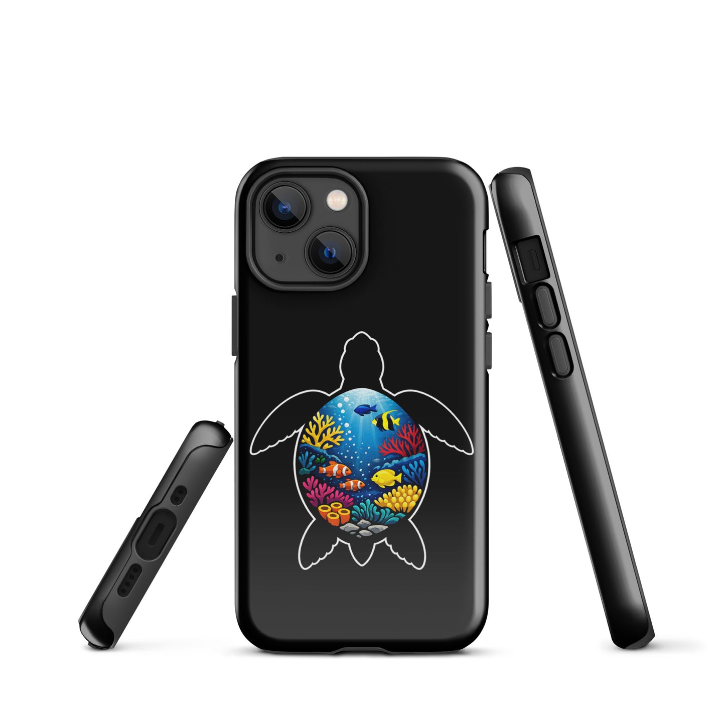 Phone Case for iPhone with vibrant sea turtle reef design, featuring colorful coral and marine life on a durable protective cover.