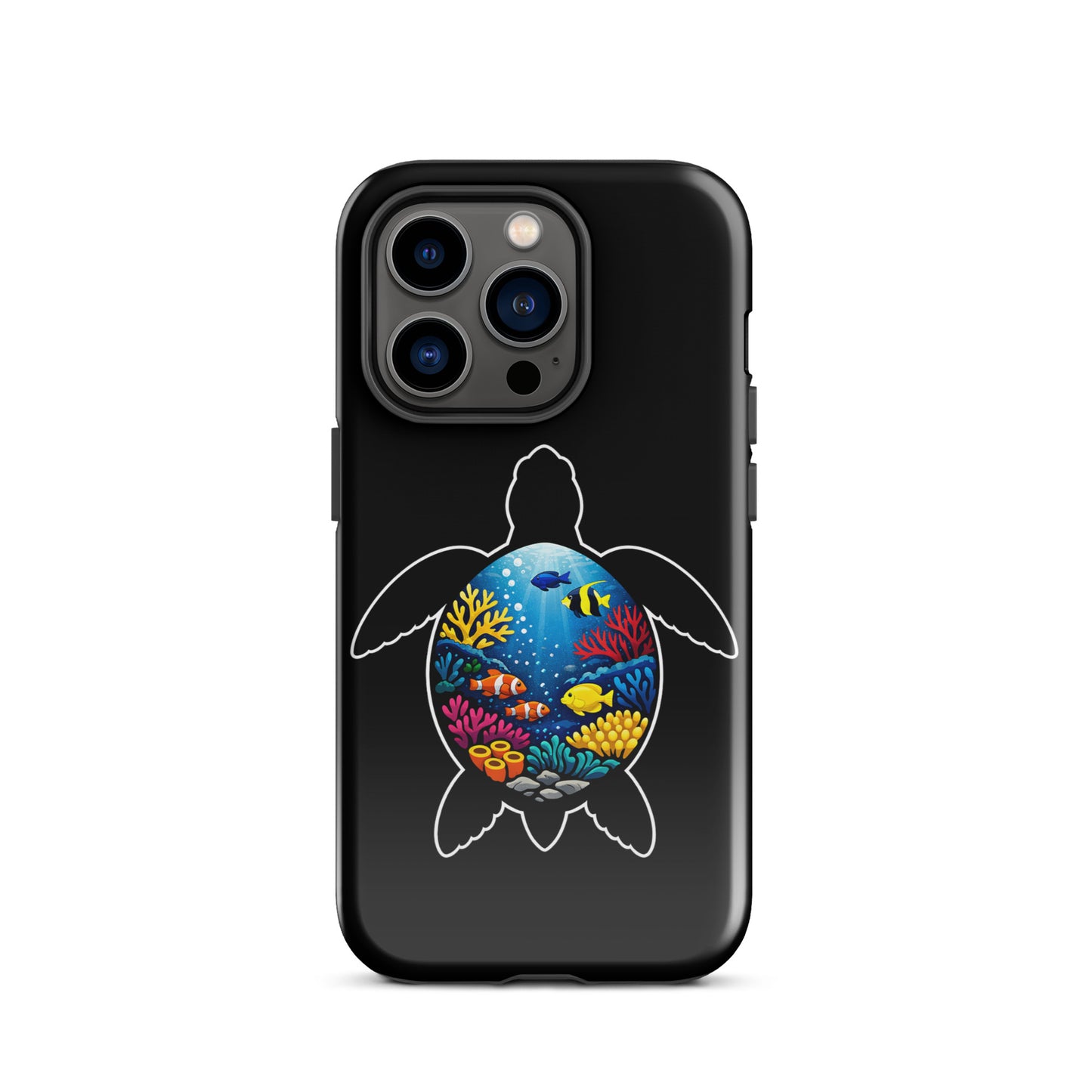 Phone Case for iPhone with vibrant sea turtle coral reef design, showcasing marine life illustration and premium protection.