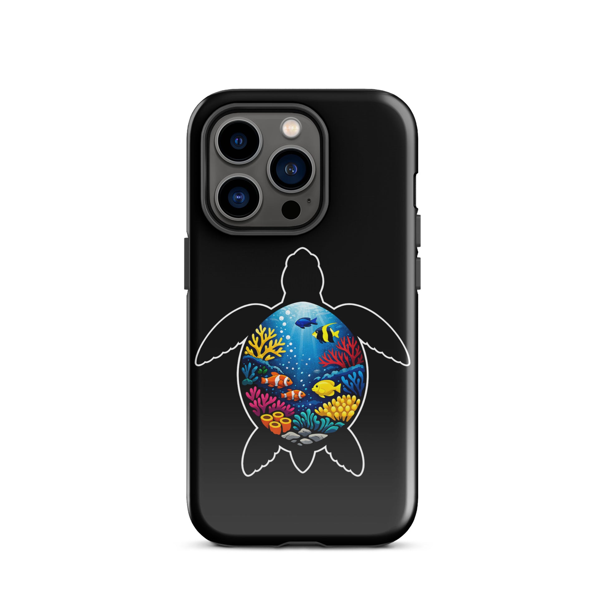 Phone Case for iPhone with vibrant sea turtle coral reef design, showcasing marine life illustration and premium protection.