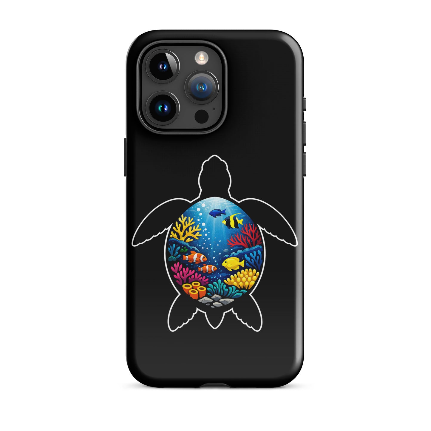 Phone Case for iPhone with vibrant sea turtle reef design showcasing colorful marine life.