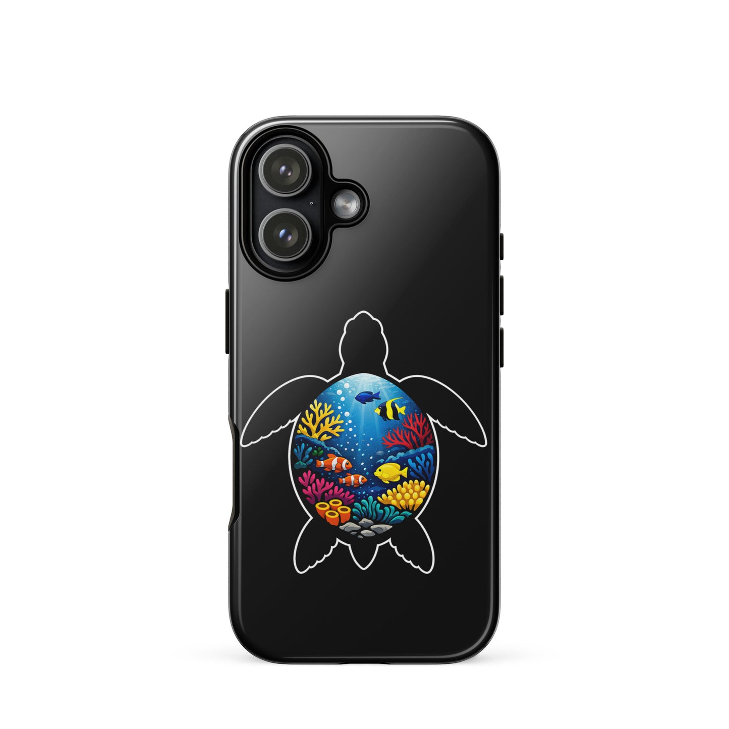 Phone Case with sea turtle reef design, vibrant colors, ocean-themed for iPhone, blends style and protection.
