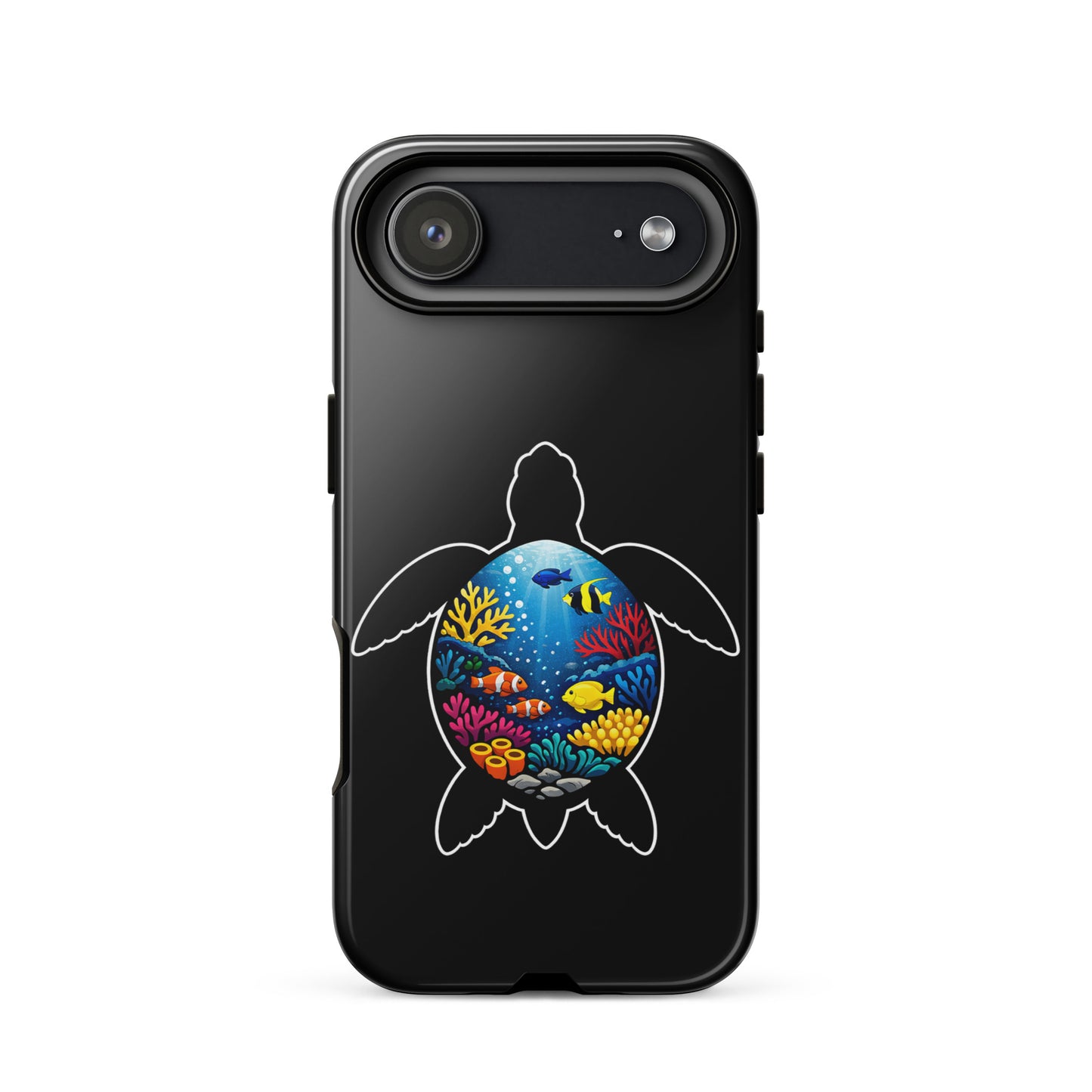 Phone Case with vibrant sea turtle and coral reef design for iPhone, perfect for marine life lovers seeking style and protection.