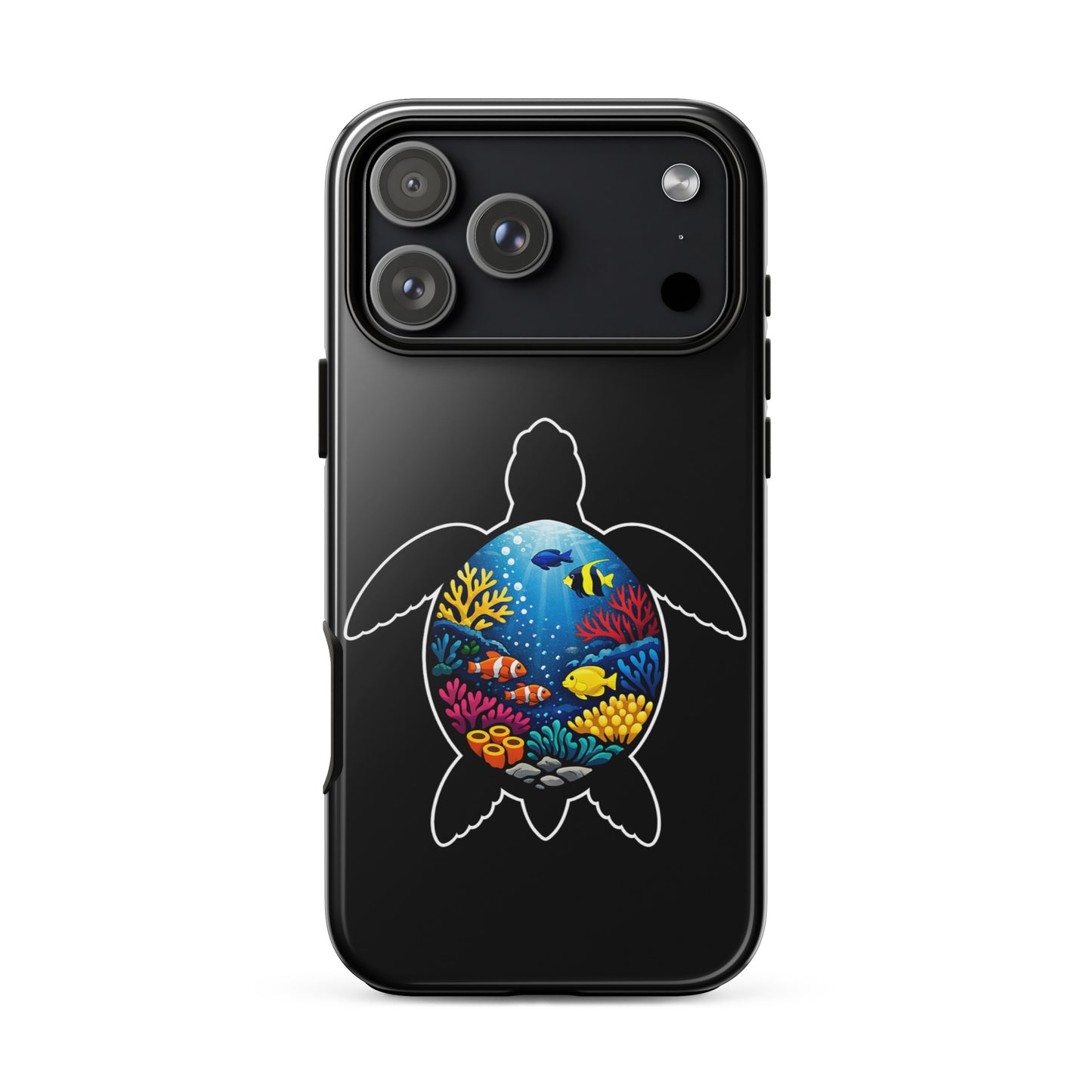 Phone Case featuring a vibrant sea turtle and coral reef design for iPhone