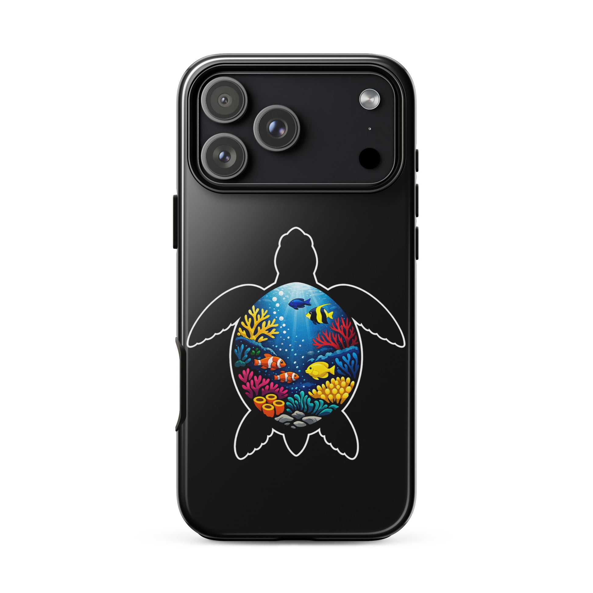Phone Case featuring a vibrant sea turtle and coral reef design for iPhone
