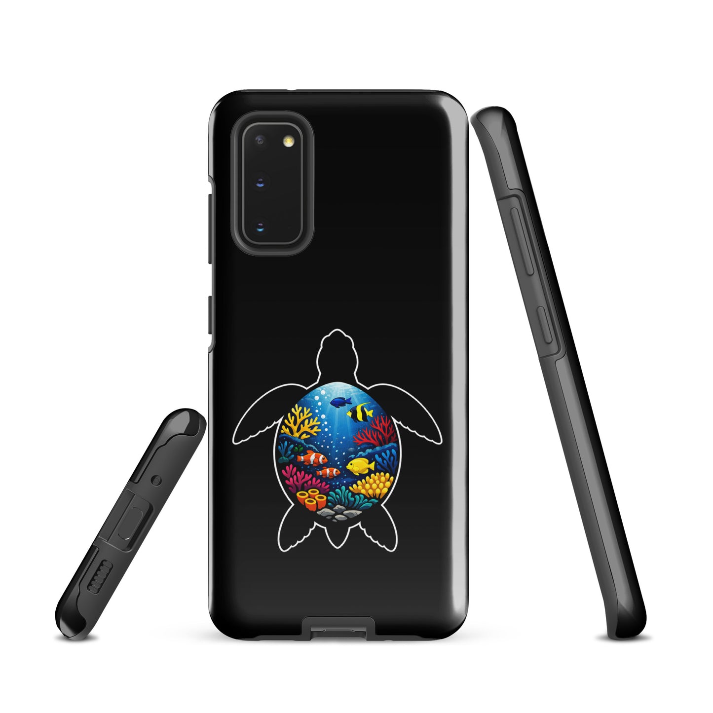 Phone Case for Samsung Galaxy with vibrant sea turtle reef design, showcasing artistic marine life illustration on a durable cover.