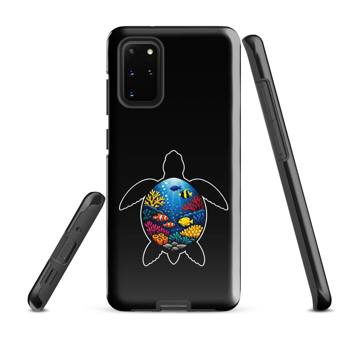 Phone Case for Samsung Galaxy with vibrant sea turtle reef design, showcasing artistic marine life with coral reefs for style and protection.