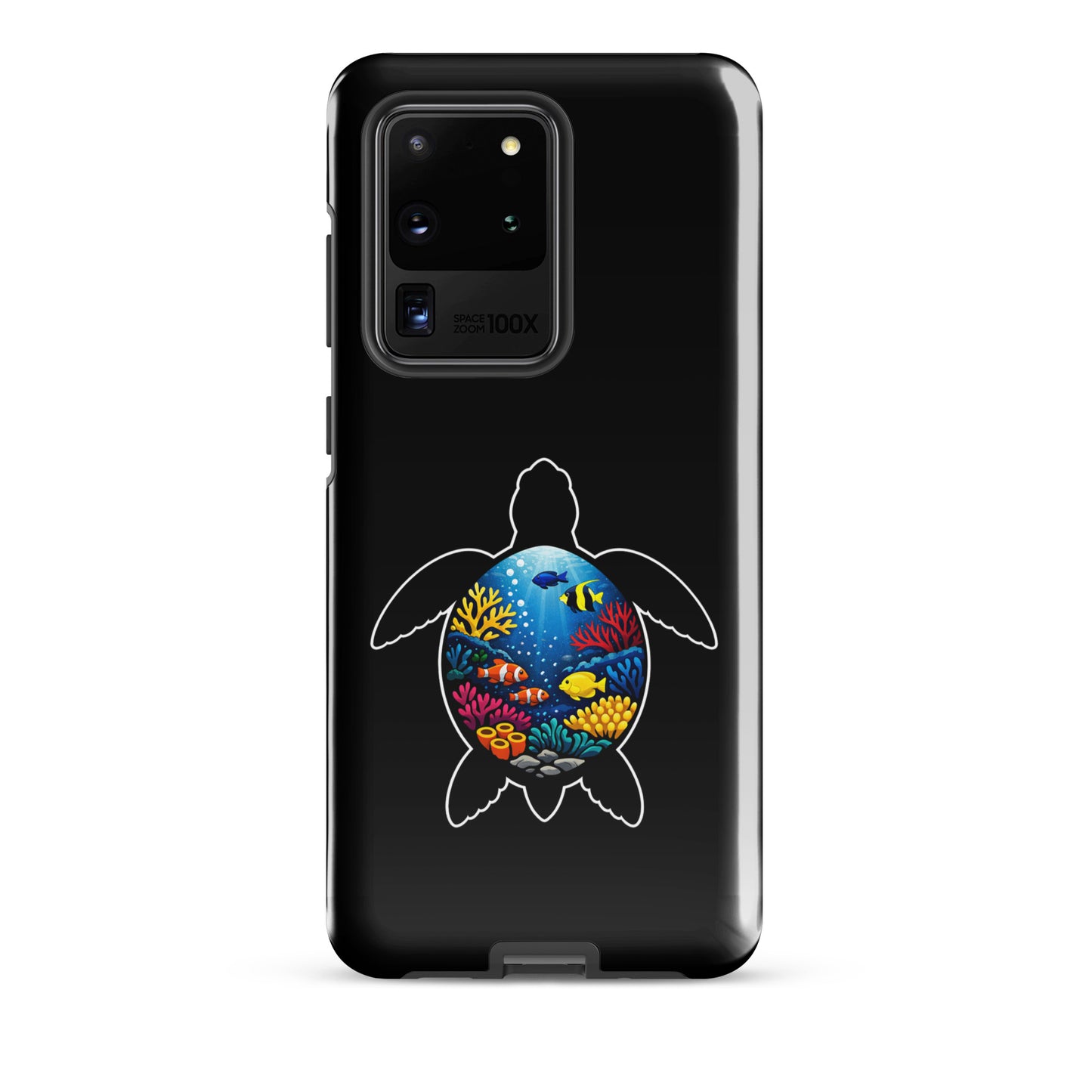 Phone Case for Samsung Galaxy featuring sea turtle reef design with vibrant coral scene.