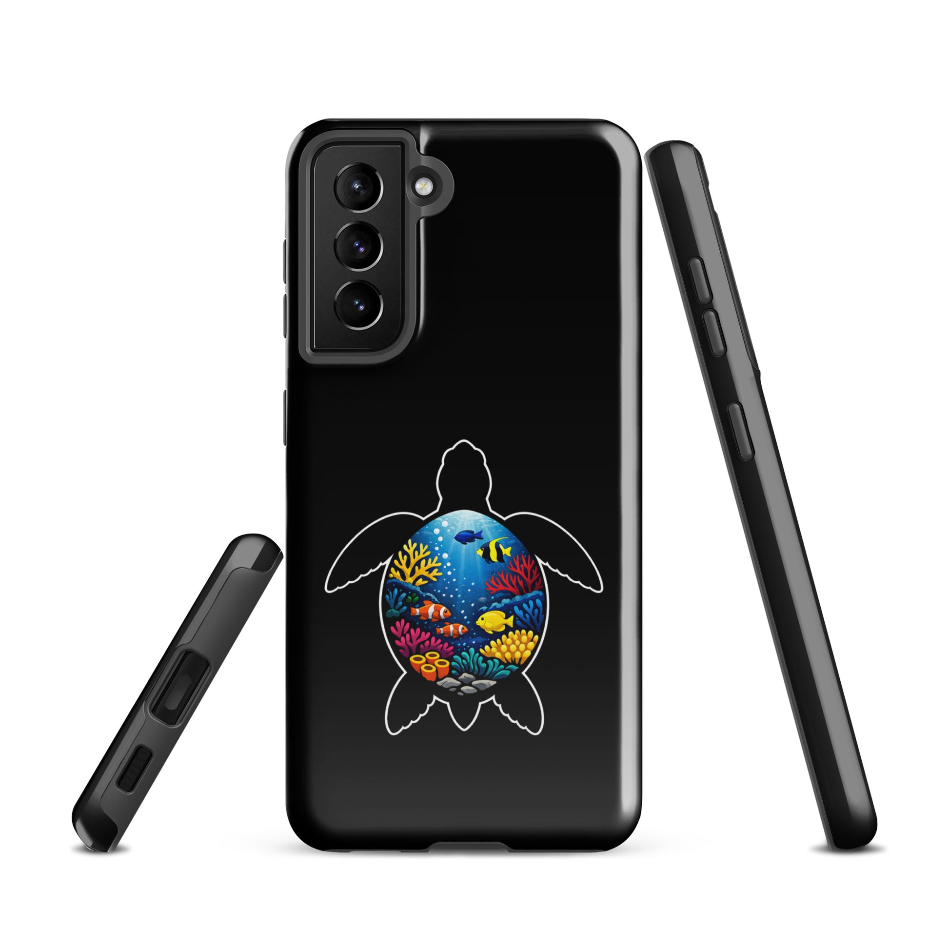 Phone Case for Samsung Galaxy with sea turtle reef design and vibrant colors
