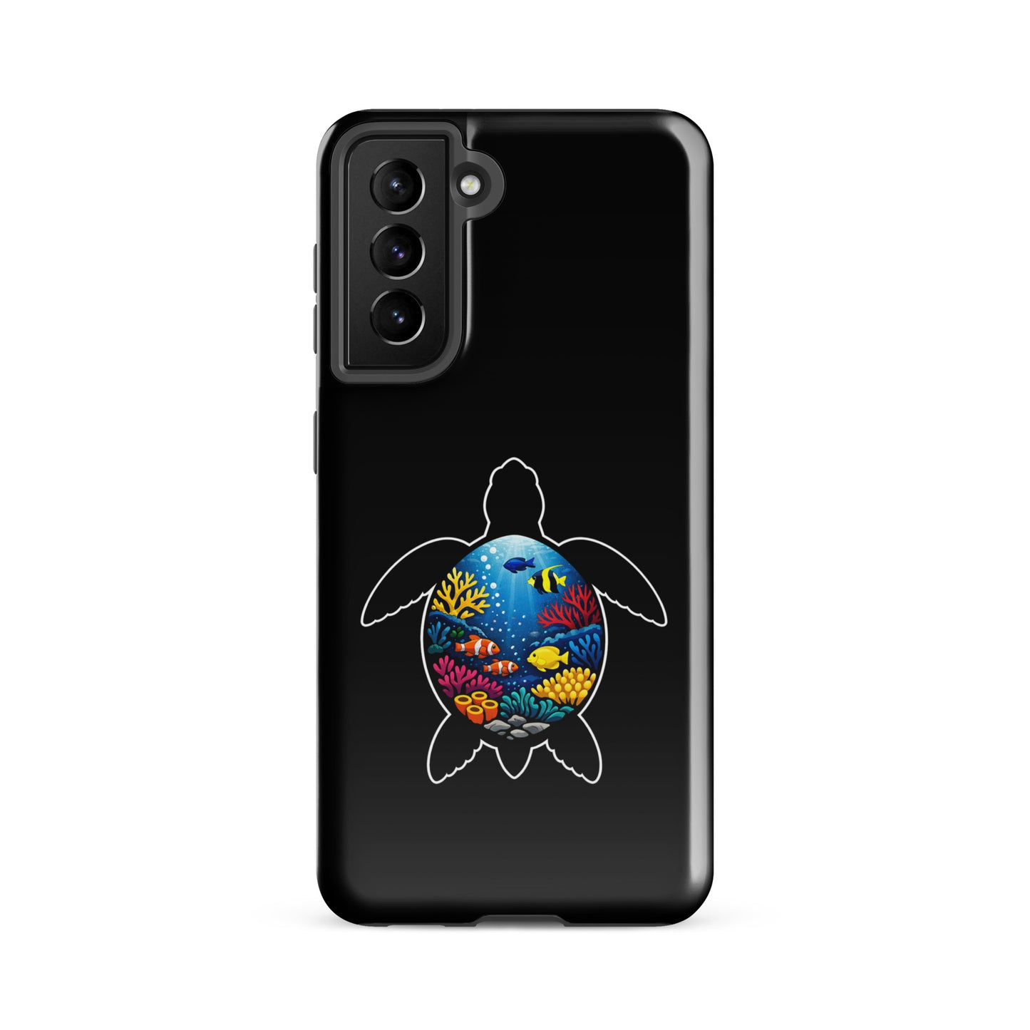 Phone Case for Samsung Galaxy with vibrant sea turtle reef design, showcasing colorful coral and marine life, perfect for ocean lovers.