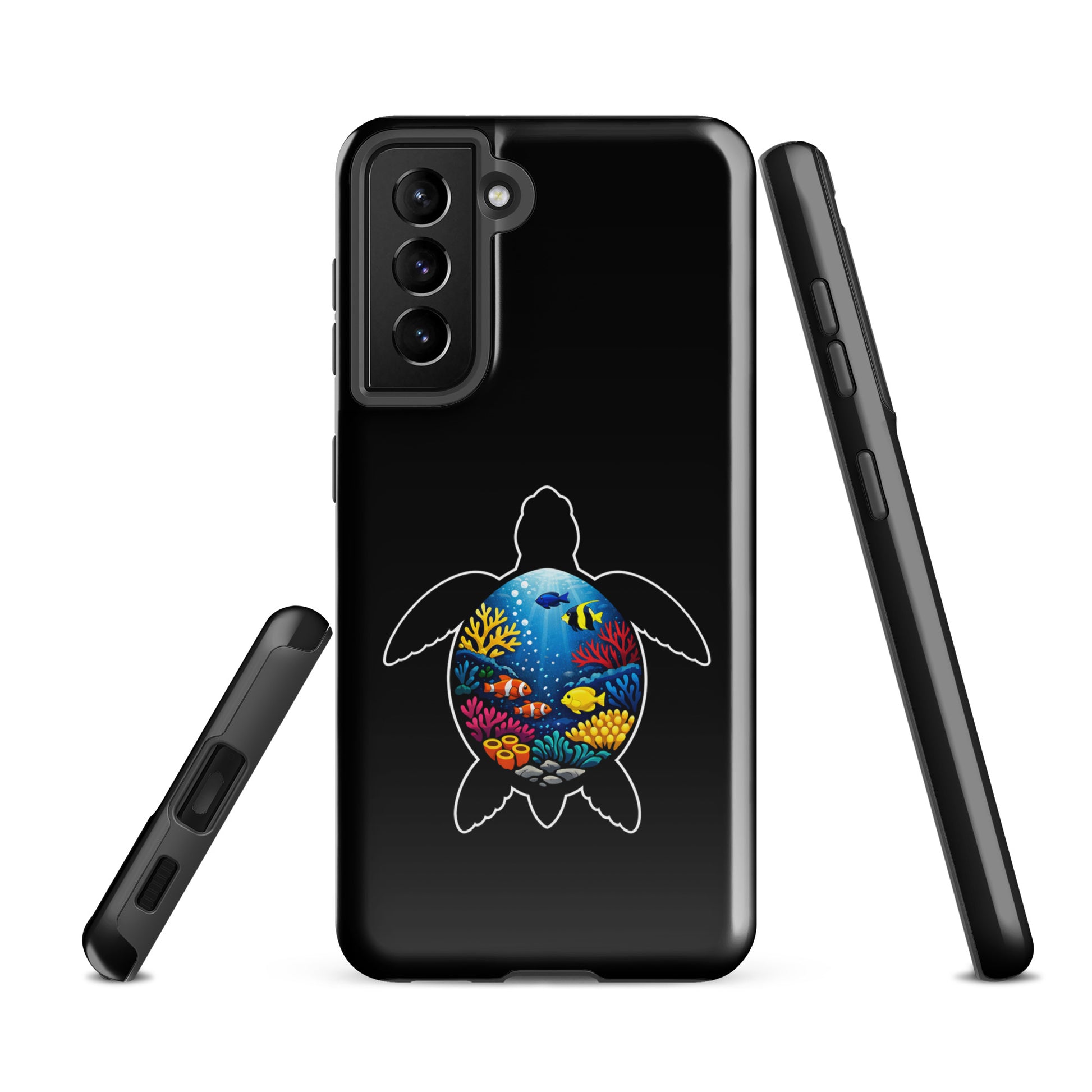 Phone Case for Samsung Galaxy with sea turtle and coral reef design