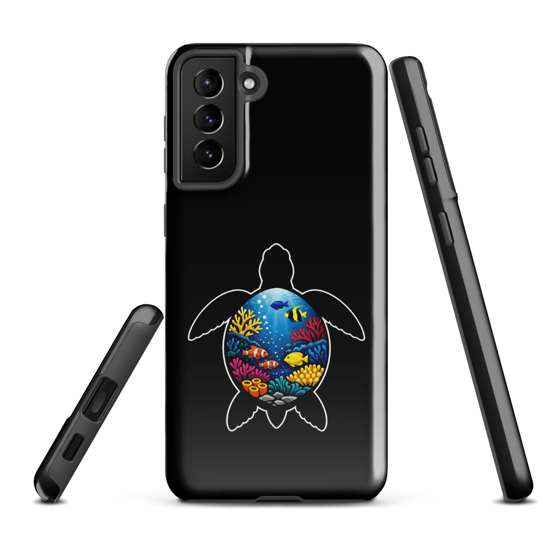 Phone Case for Samsung Galaxy with vibrant sea turtle reef design, offers artistic flair and durable protection.