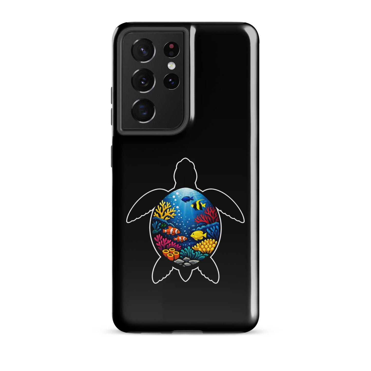 Phone Case for Samsung Galaxy with vibrant sea turtle reef design, artistic marine life illustration, durable and stylish protection.