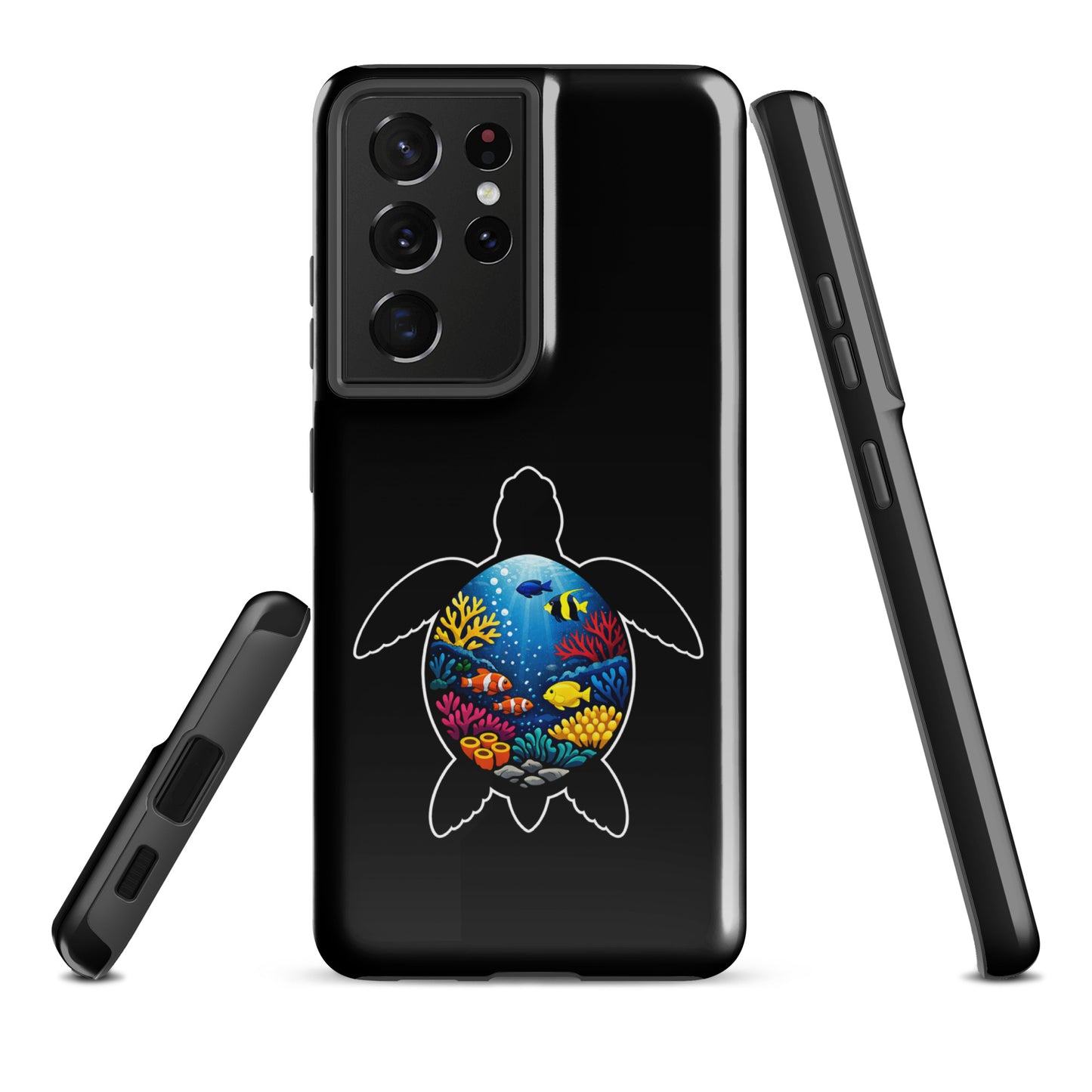 Phone Case for Samsung Galaxy with vibrant sea turtle reef design showcasing colorful marine life and durable protection