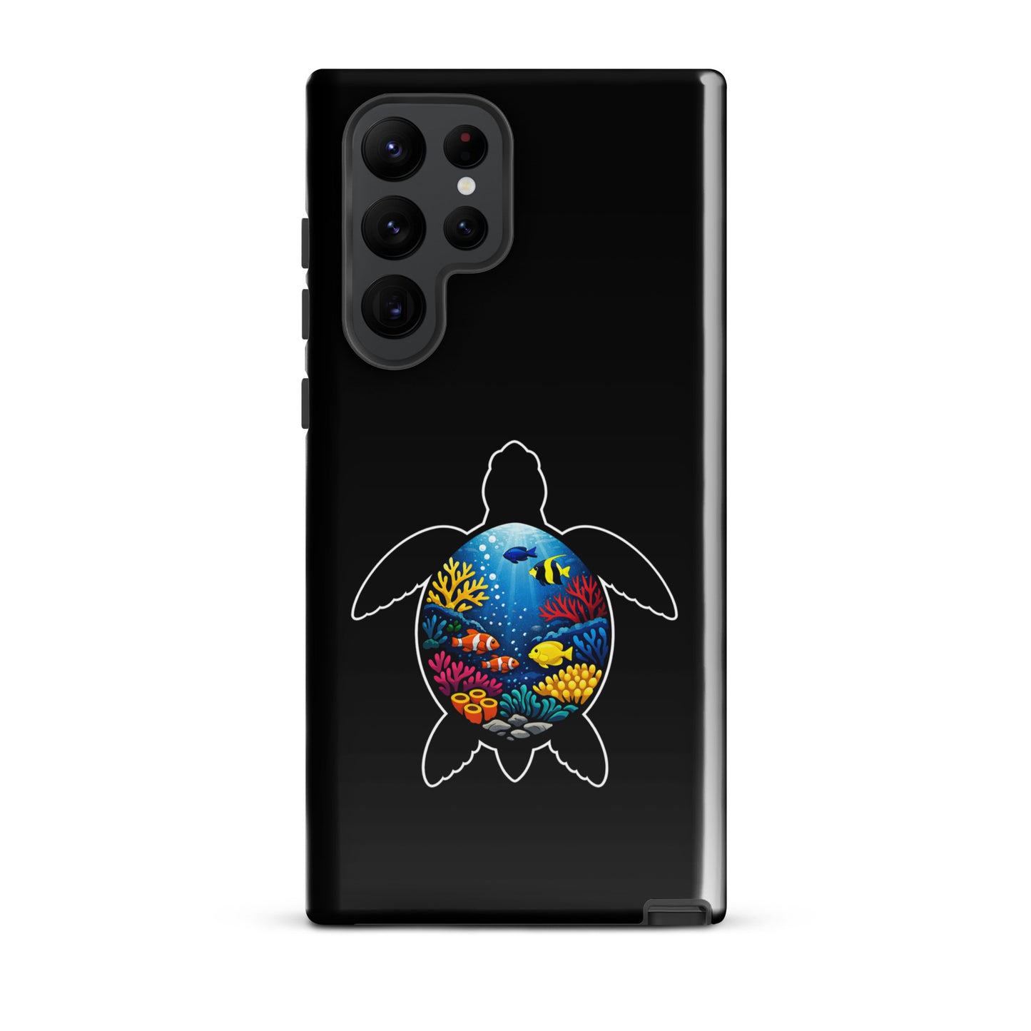 Phone Case for Samsung Galaxy with vibrant sea turtle reef design, showcasing ocean-inspired art and premium protection.