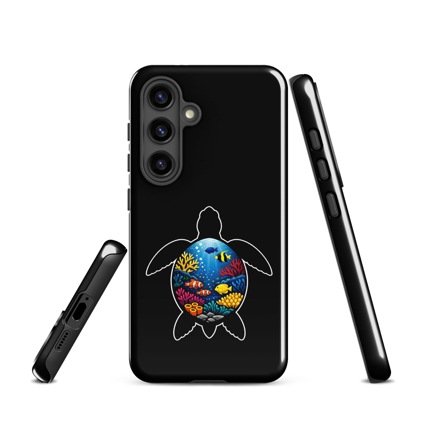 Phone Case for Samsung Galaxy with sea turtle coral reef design, offering vibrant marine art and durable protection.