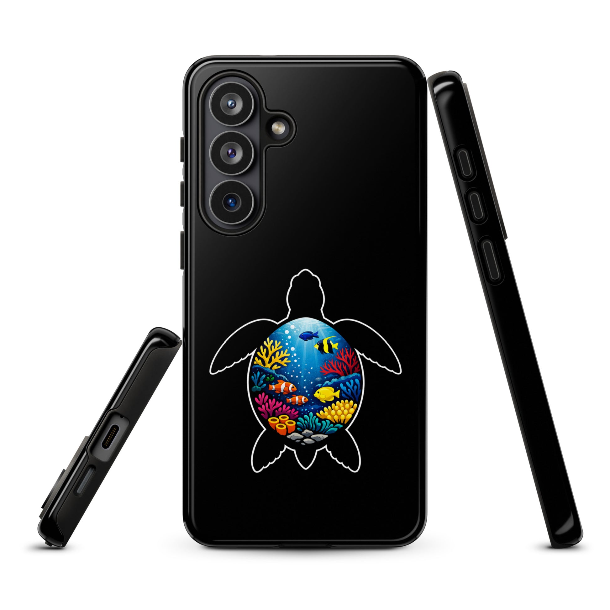 Phone Case for Samsung Galaxy with sea turtle reef design, showcasing vibrant coral colors on durable cover, perfect for marine life enthusiasts.