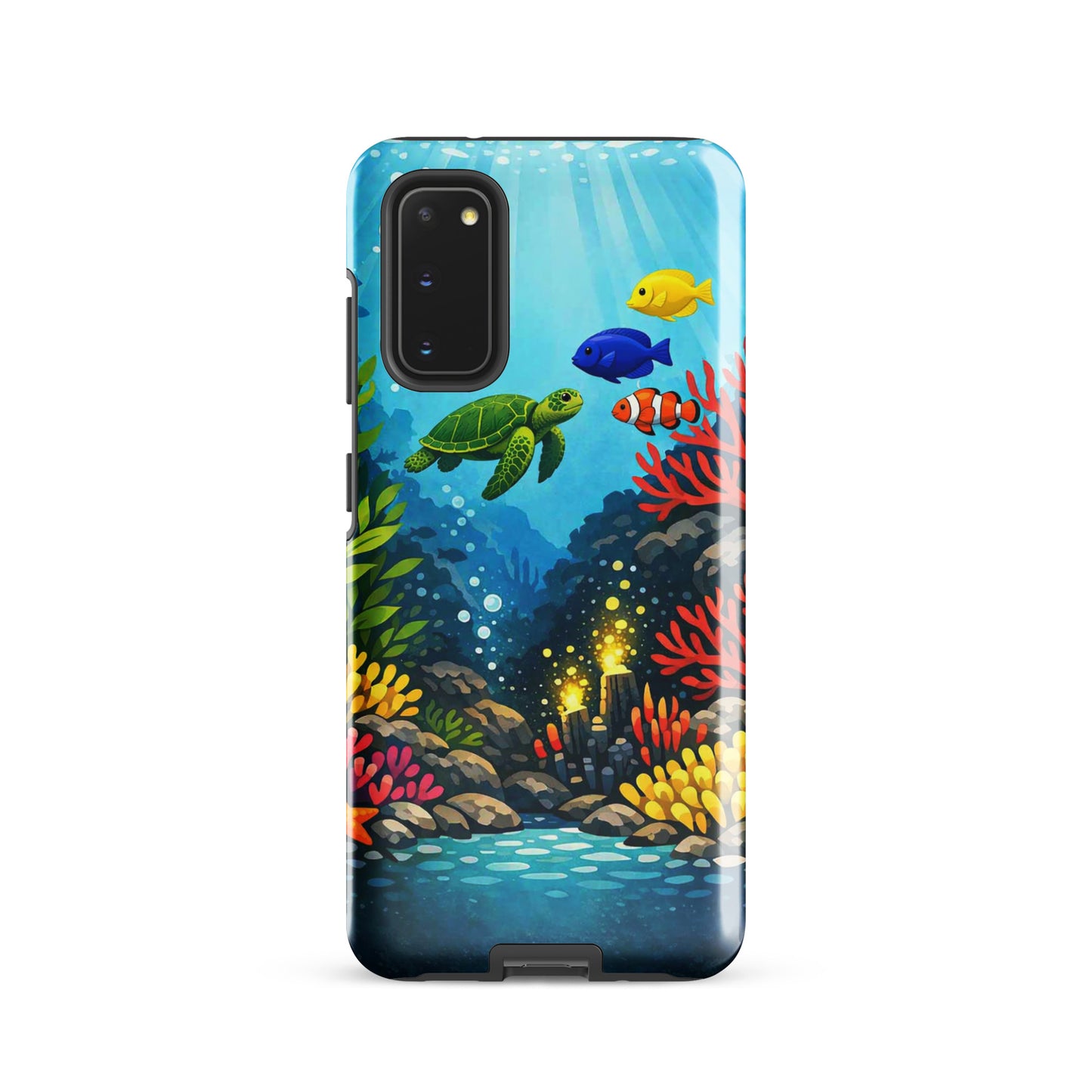 Phone case with sea turtle and coral reef design for Samsung Galaxy
