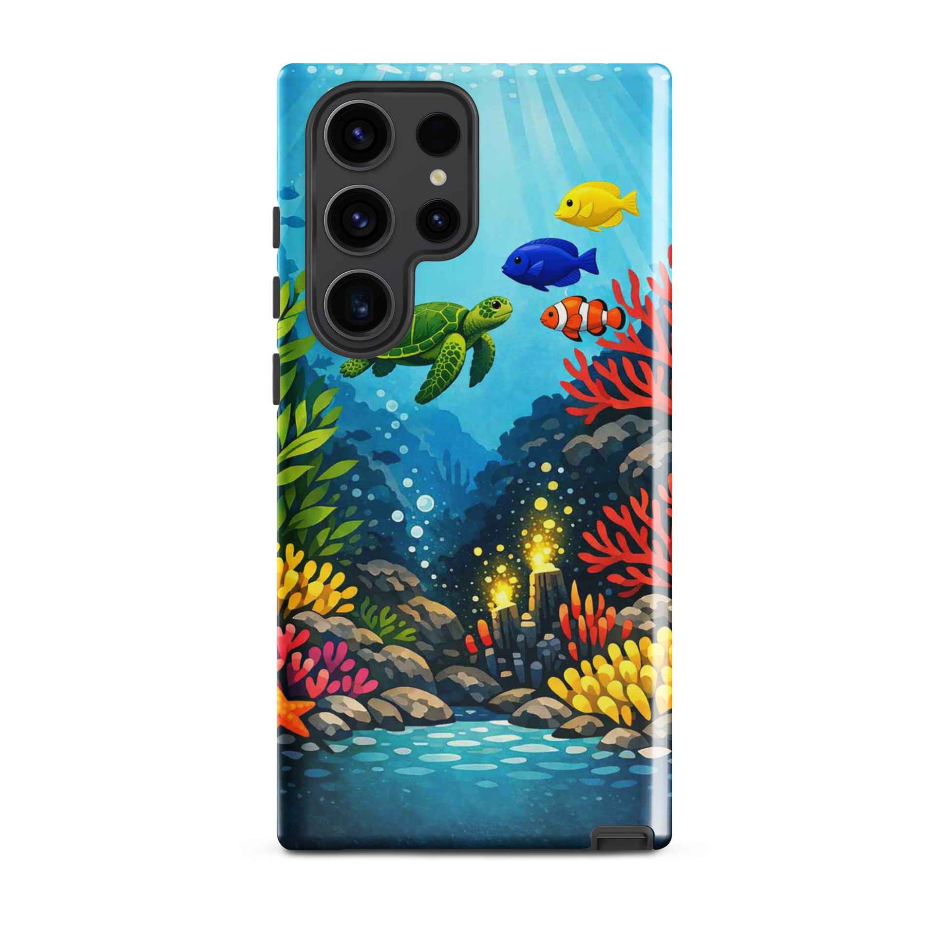 phone case for Samsung Galaxy with sea turtle and coral reef design