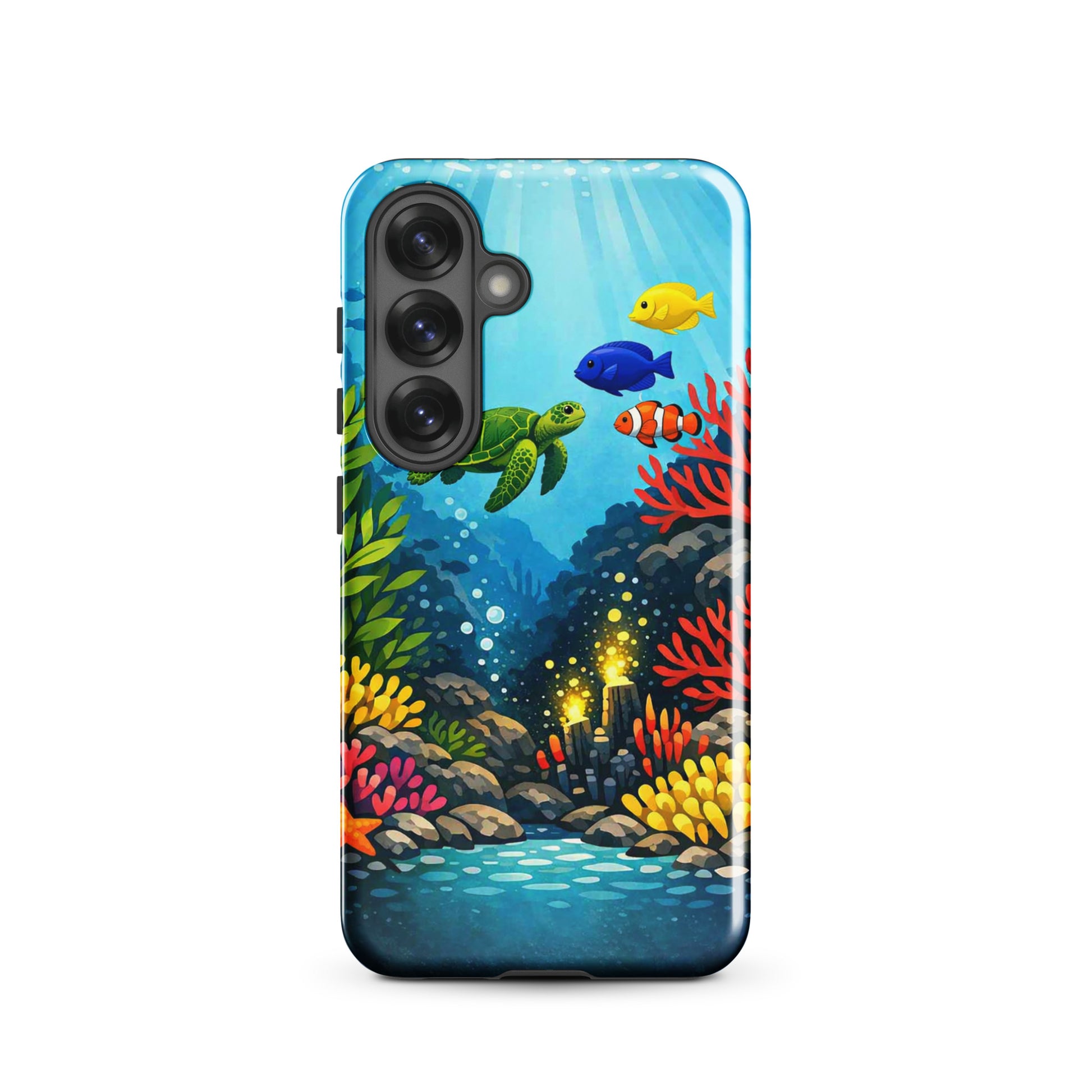 Phone case for Samsung Galaxy with sea turtle and coral reef design