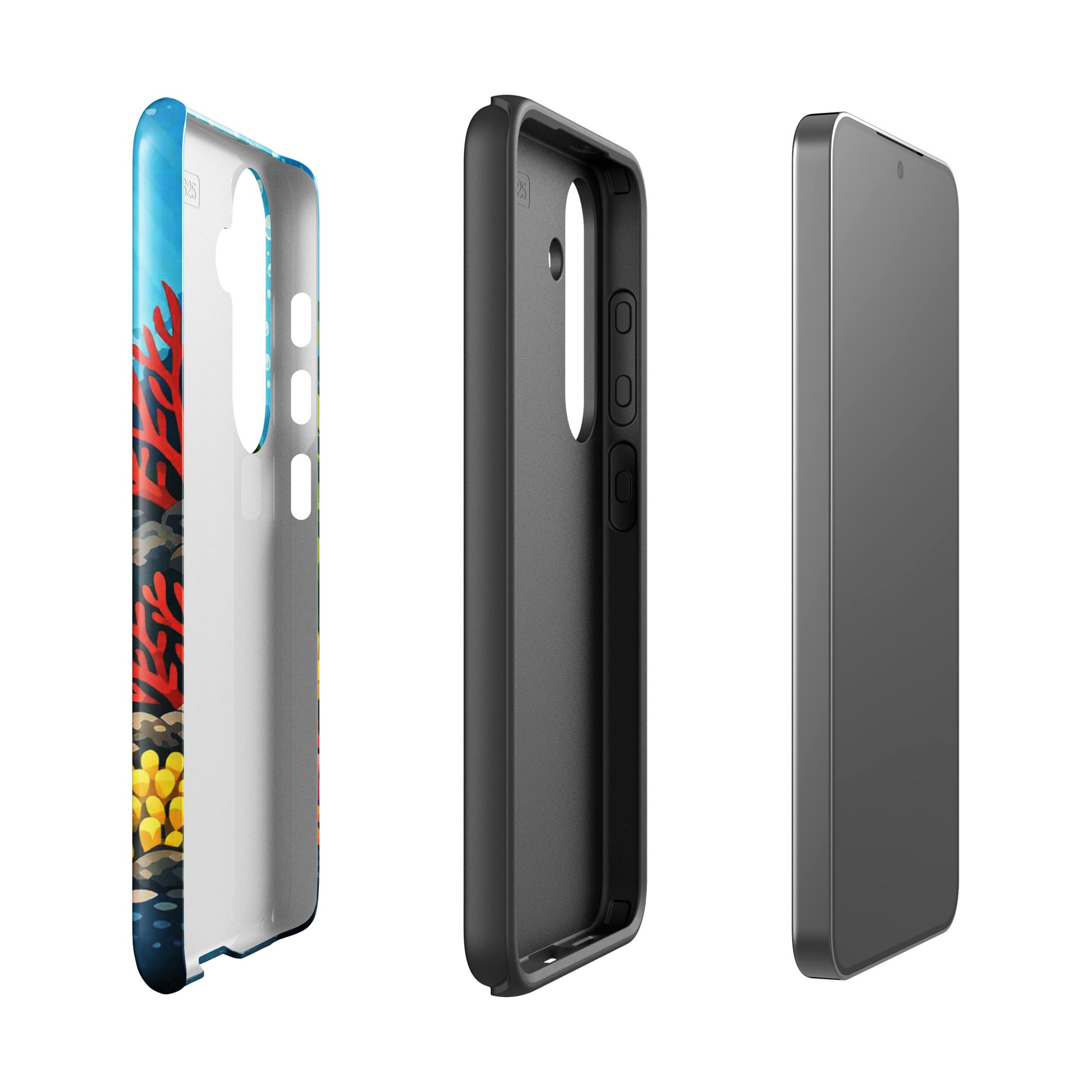 Phone case for Samsung Galaxy featuring vibrant sea turtle and coral reef design.