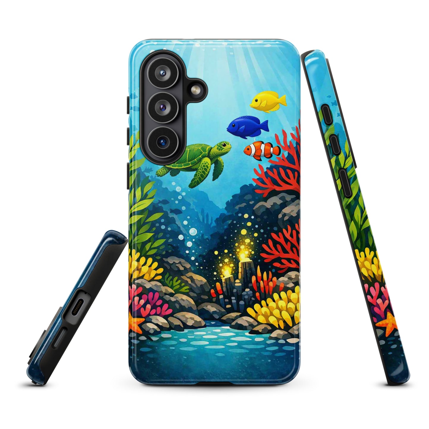 Phone case for Samsung Galaxy with sea turtle and coral reef design